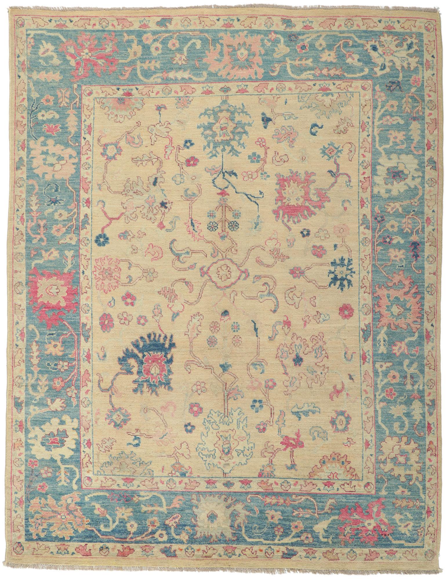 Wool New Colorful Oushak Rug with Modern Style For Sale