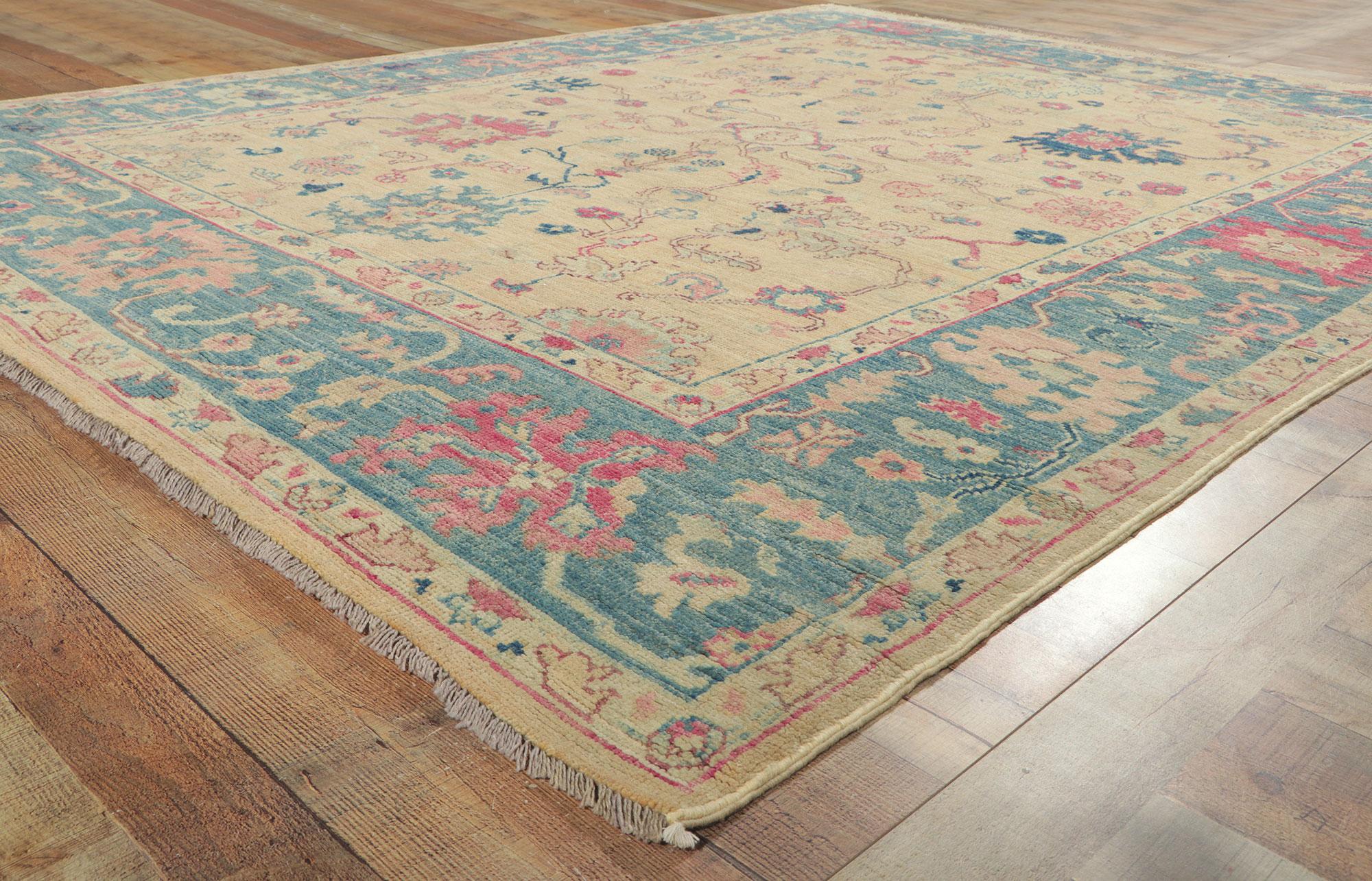 New Colorful Oushak Rug with Modern Style For Sale 2