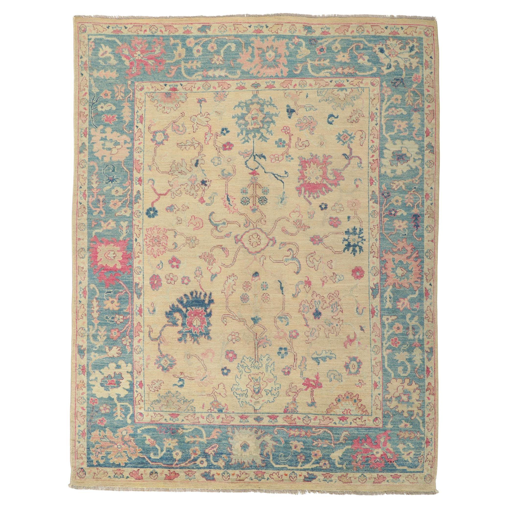 New Colorful Oushak Rug with Modern Style For Sale