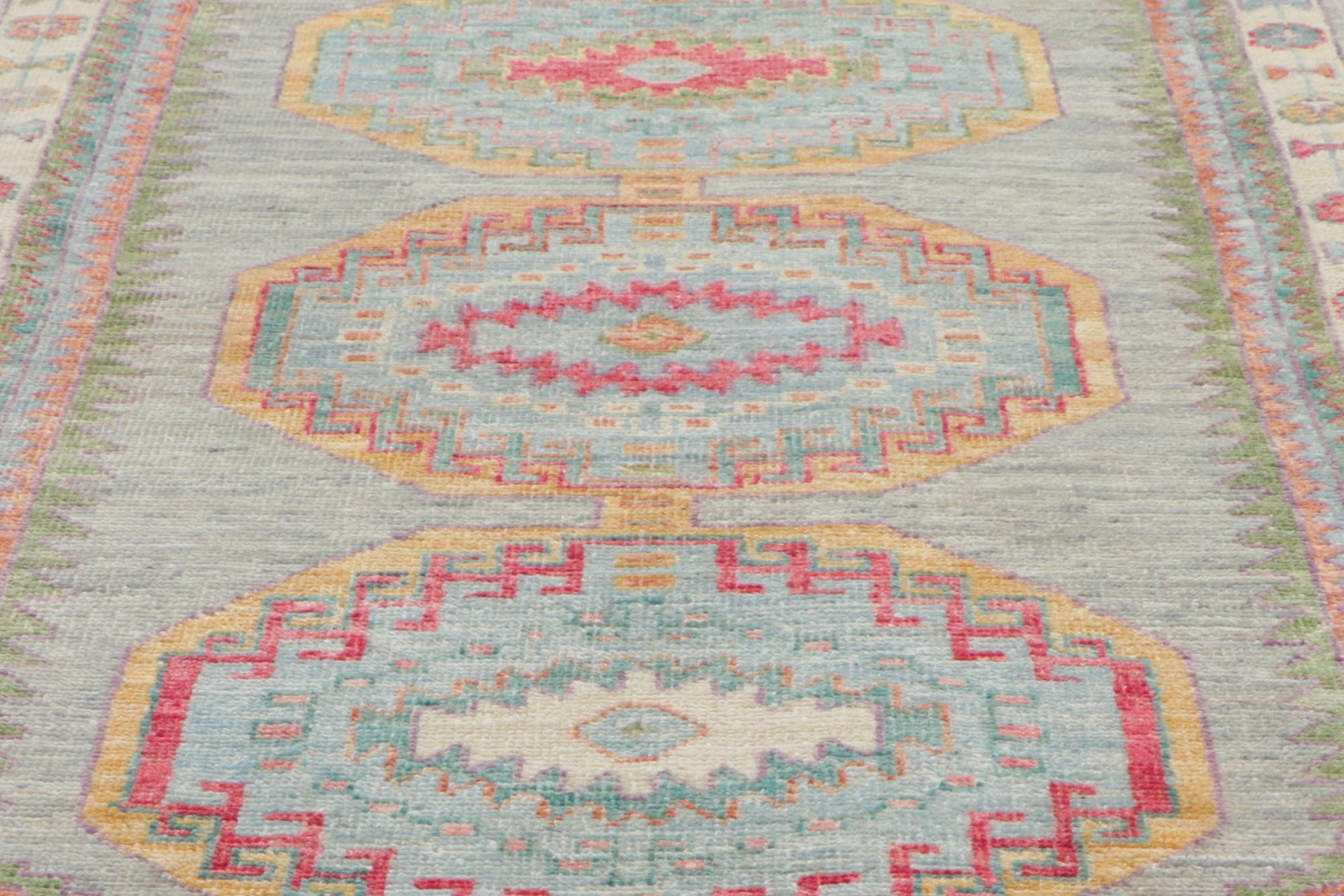 New Modern Colorful Oushak Carpet with Transitional Style For Sale 5