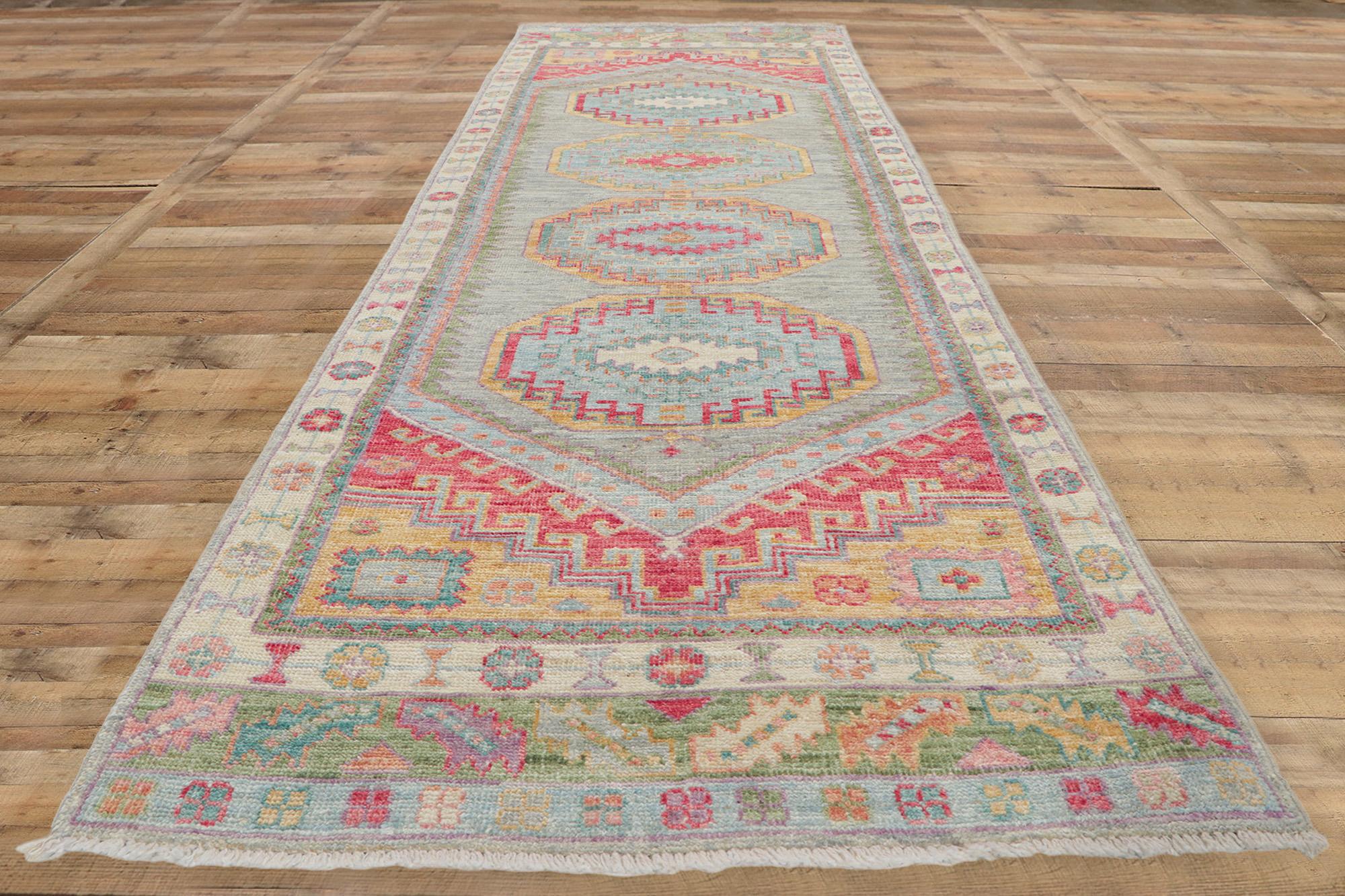 Contemporary New Modern Colorful Oushak Carpet with Transitional Style For Sale