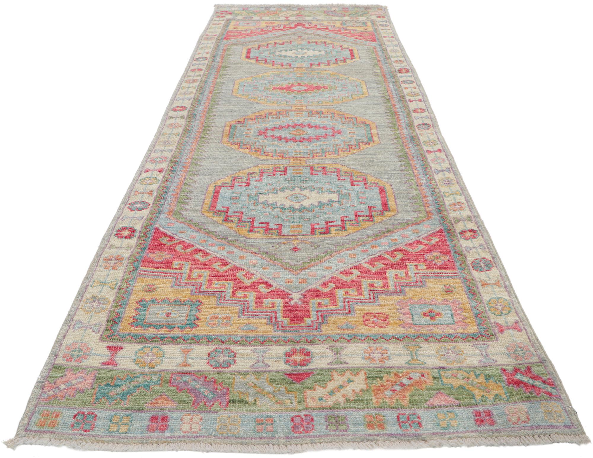 Pakistani New Colorful Oushak Runner For Sale
