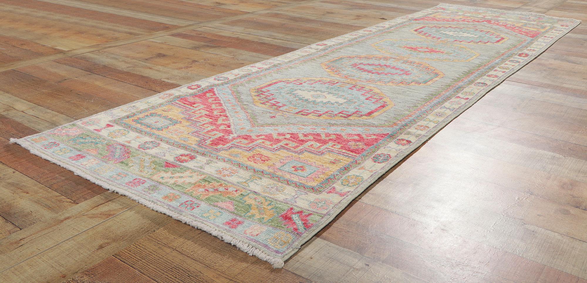 Wool New Colorful Oushak Runner For Sale