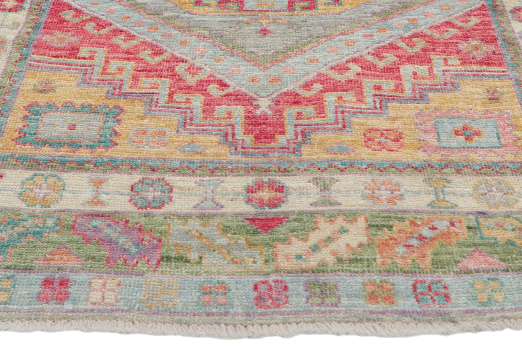 New Modern Colorful Oushak Carpet with Transitional Style For Sale 2