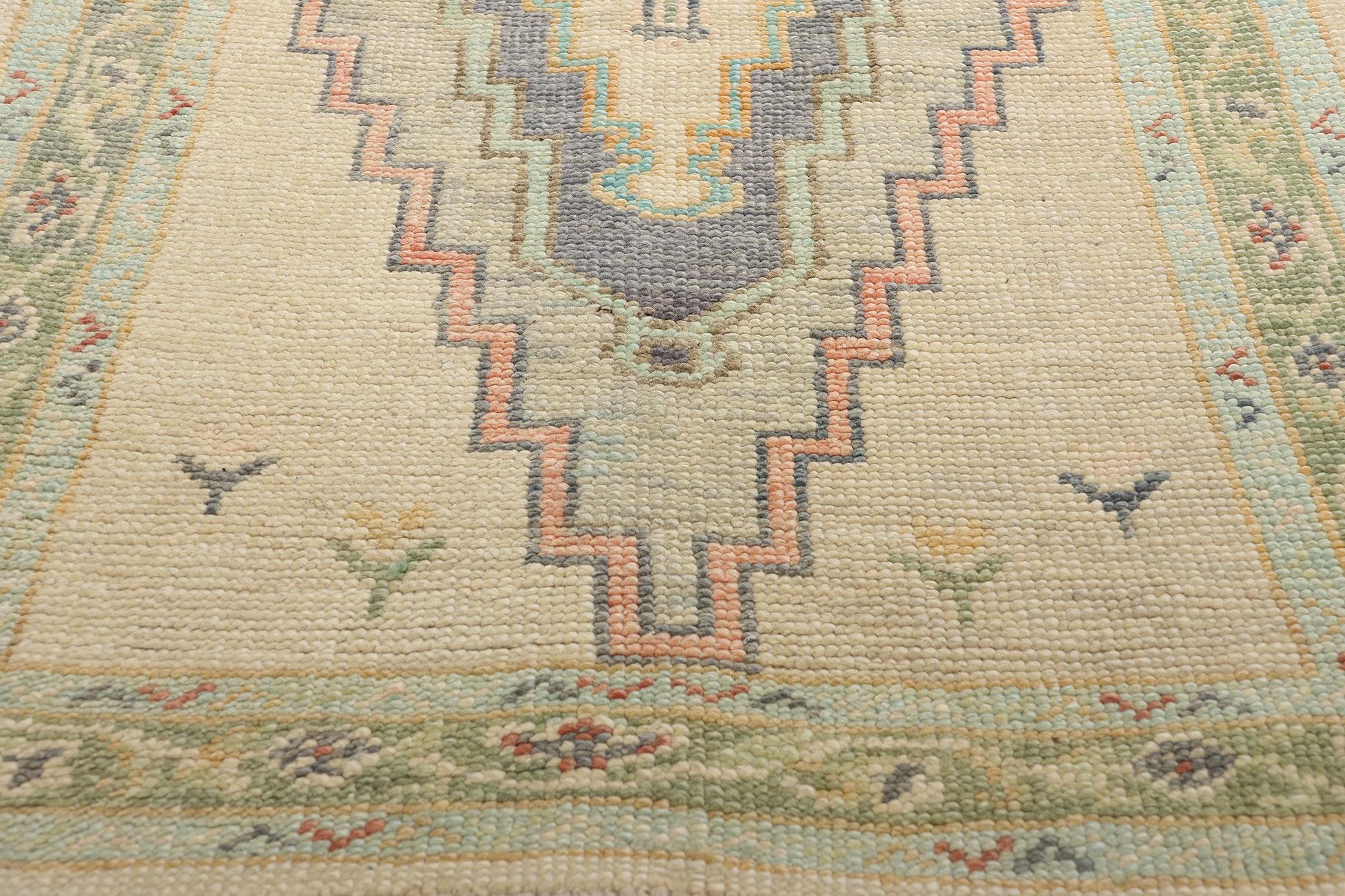 Contemporary New Colorful Turkish Diamond Oushak Carpet with Modern Style, 03'01 x 22'07 For Sale