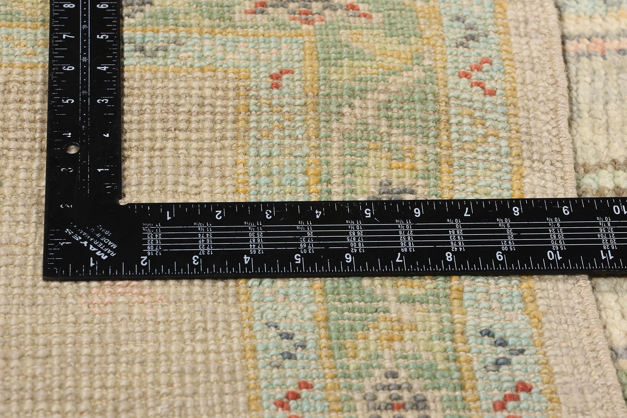 Wool New Colorful Turkish Diamond Oushak Carpet with Modern Style, 03'01 x 22'07 For Sale