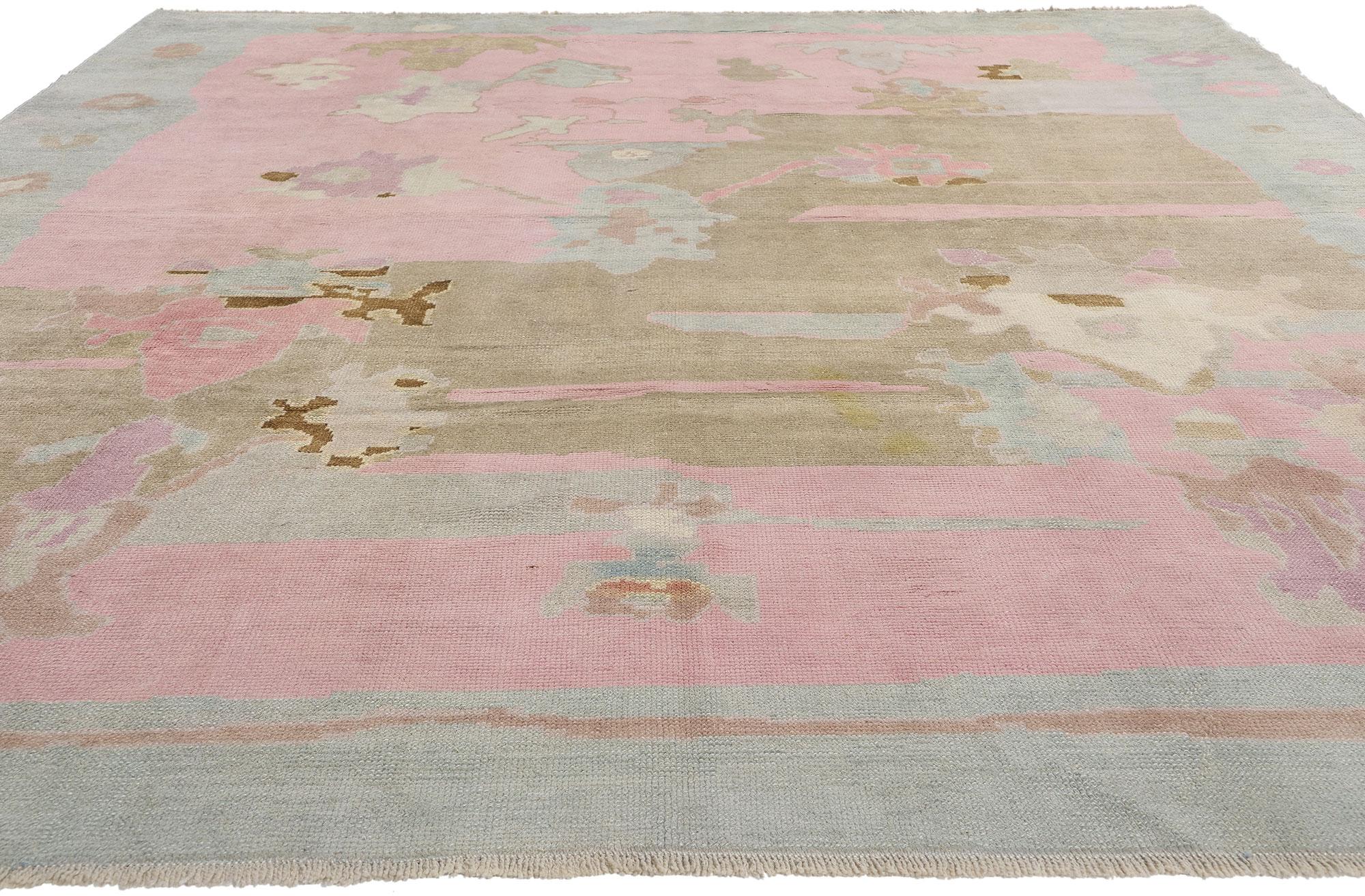 Bohémien Nuovo tappeto turco Oushak colorato, l'Eleganza contemporanea incontra lo stile bohémien in vendita