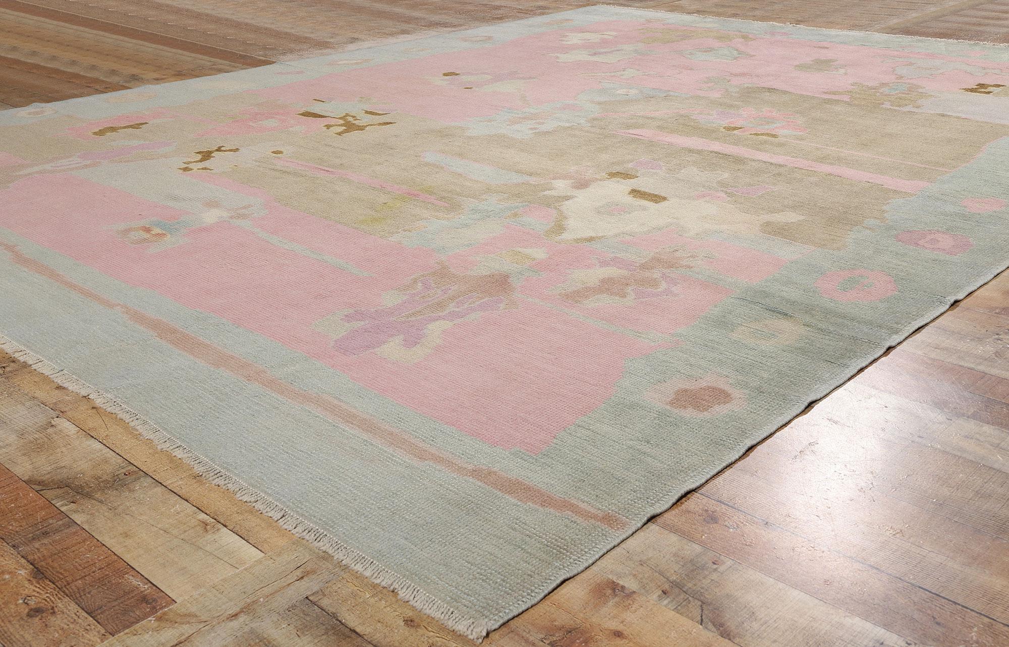 XXI secolo e contemporaneo Nuovo tappeto turco Oushak colorato, l'Eleganza contemporanea incontra lo stile bohémien in vendita