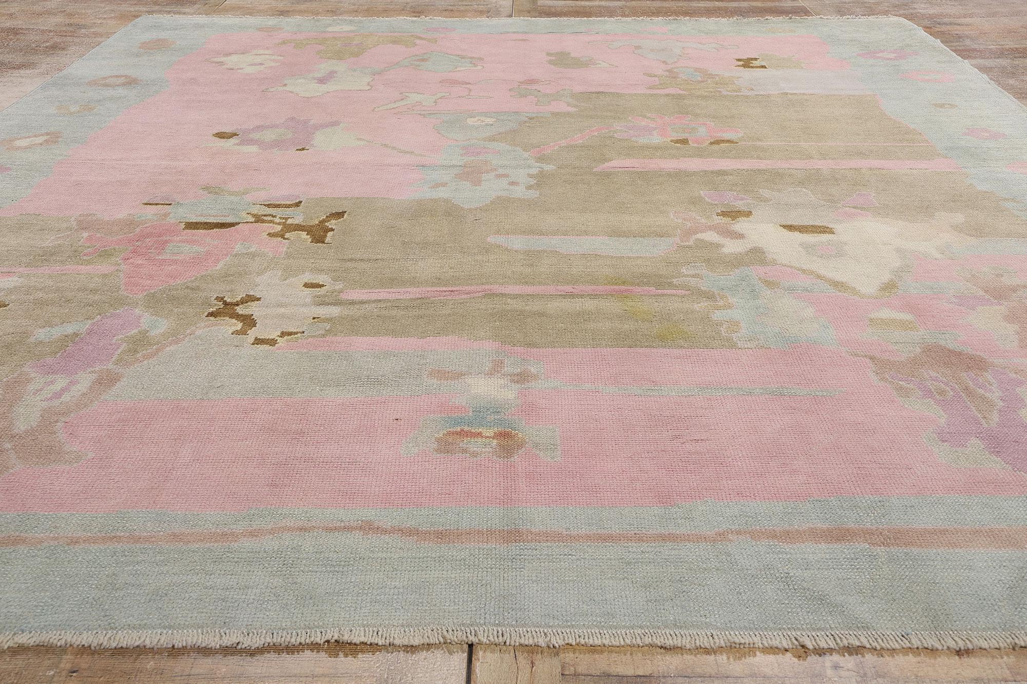 Lana Nuovo tappeto turco Oushak colorato, l'Eleganza contemporanea incontra lo stile bohémien in vendita