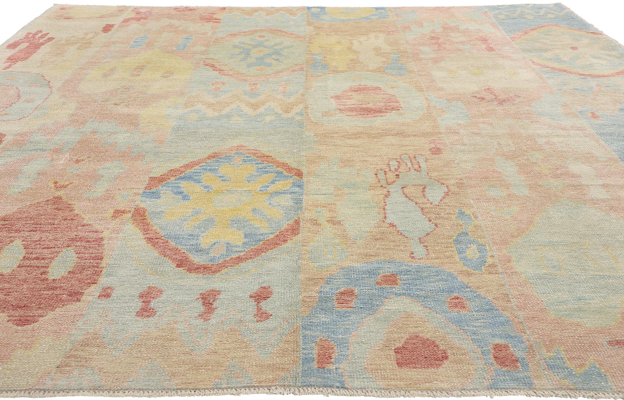 Bohemian New Colorful Turkish Oushak Carpet with Contemporary Tribal Boho Style For Sale