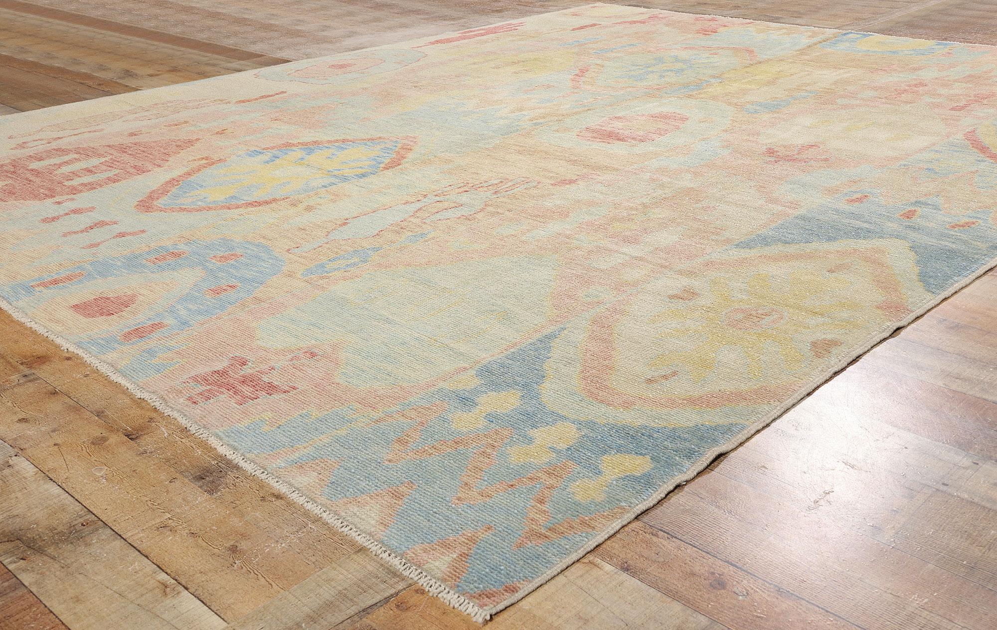 New Colorful Turkish Oushak Carpet with Contemporary Tribal Boho Style For Sale 1