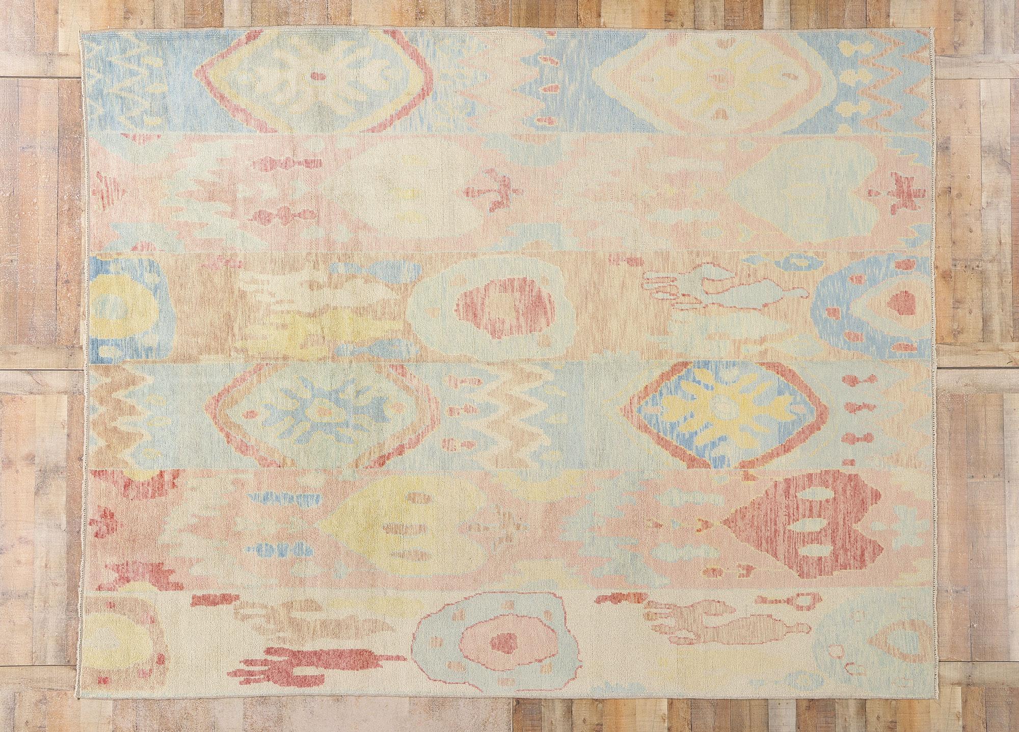 New Colorful Turkish Oushak Carpet with Contemporary Tribal Boho Style For Sale 3