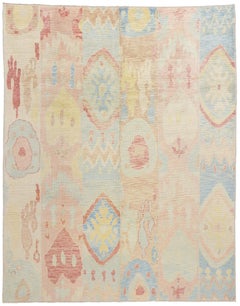 New Colorful Turkish Oushak Carpet with Contemporary Tribal Boho Style