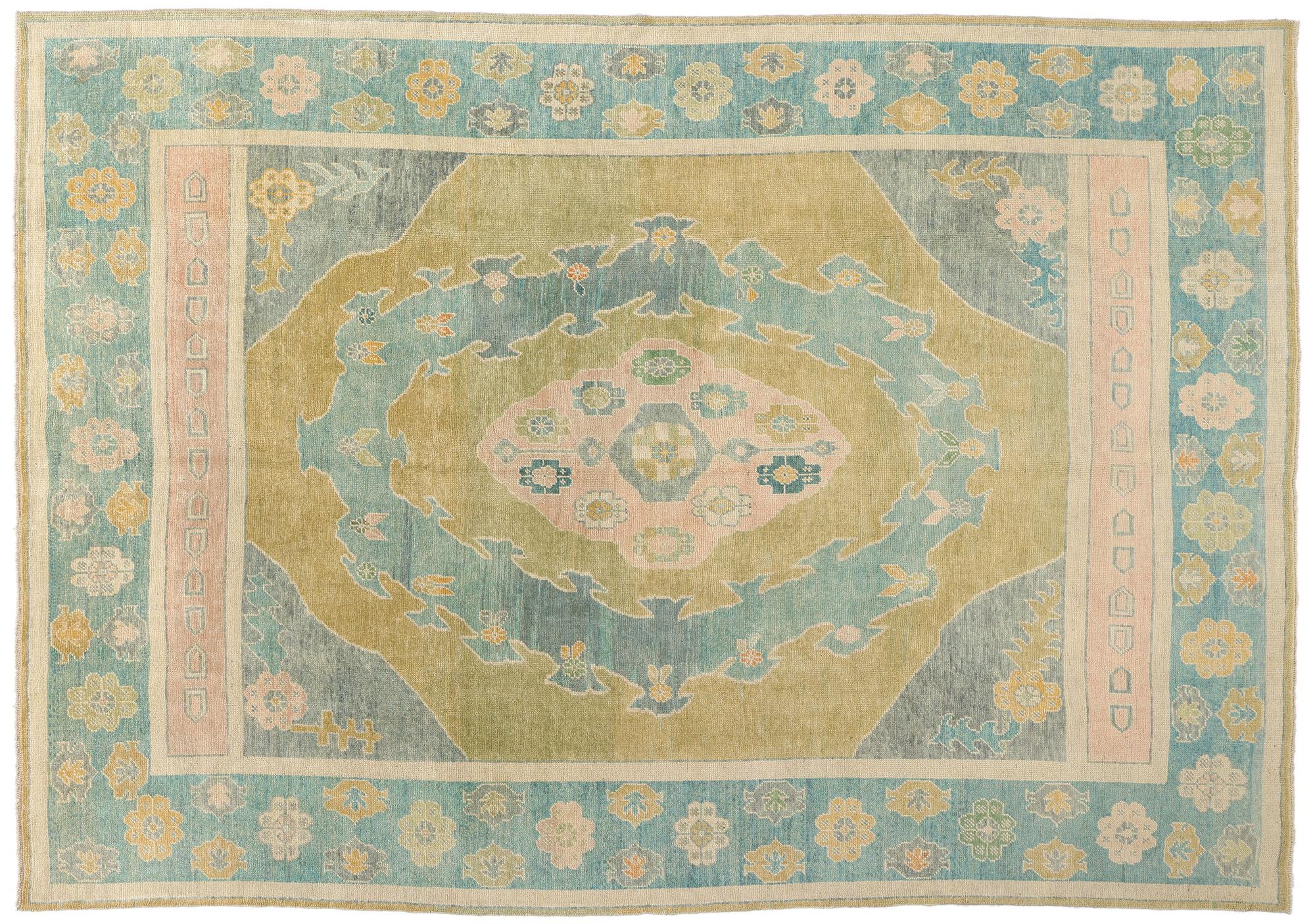 Neuer farbenfroher türkischer Oushak-Teppich mit modernem Stil, 09'10 x 14'01 im Angebot 3