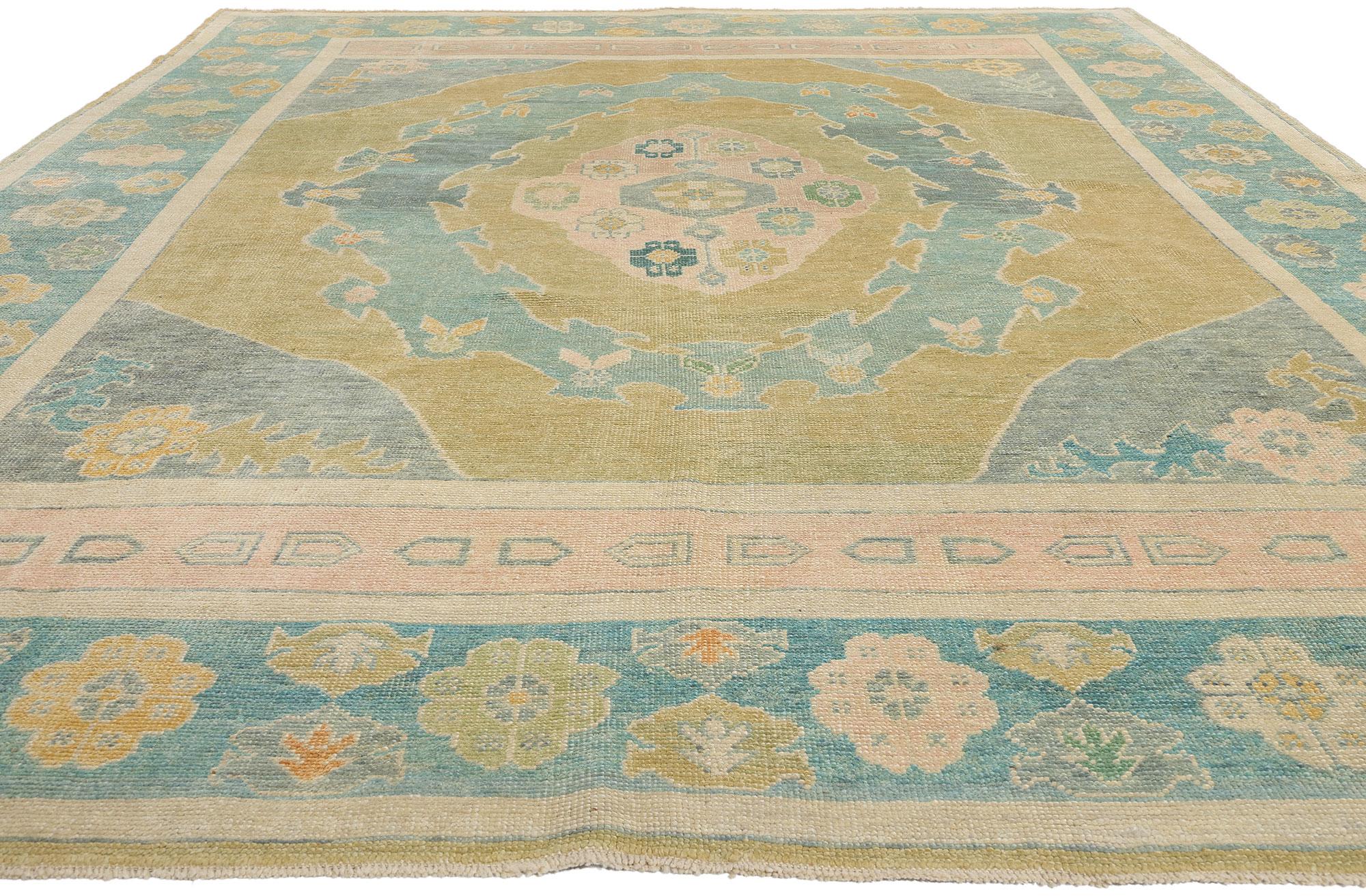 Neuer farbenfroher türkischer Oushak-Teppich mit modernem Stil, 09'10 x 14'01 (Türkisch) im Angebot