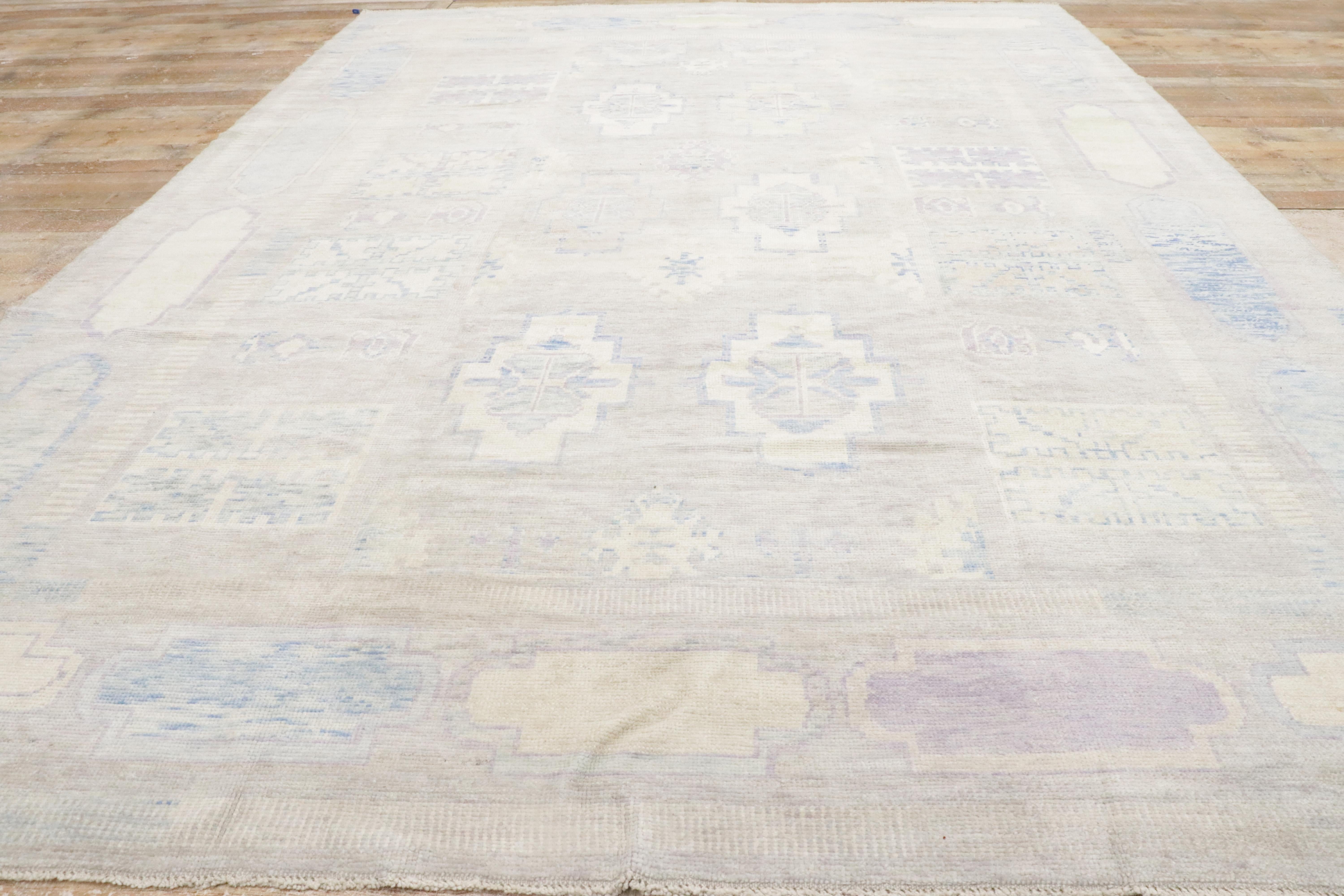 Neuer farbenfroher türkischer Oushak-Teppich im Contemporary-Stil im Angebot 8