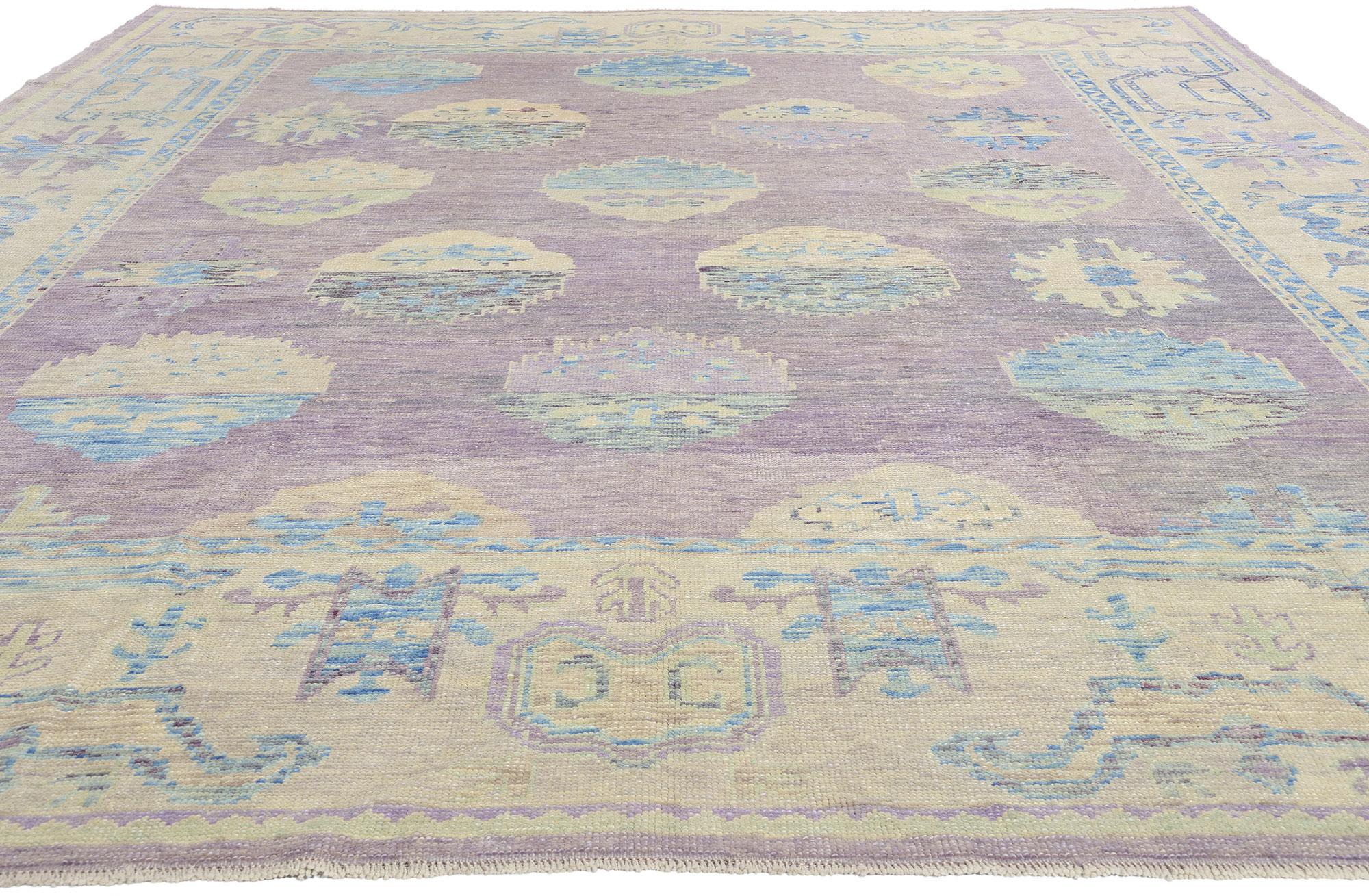 Neuer farbenfroher türkischer Oushak-Teppich im Contemporary-Stil (Türkisch) im Angebot