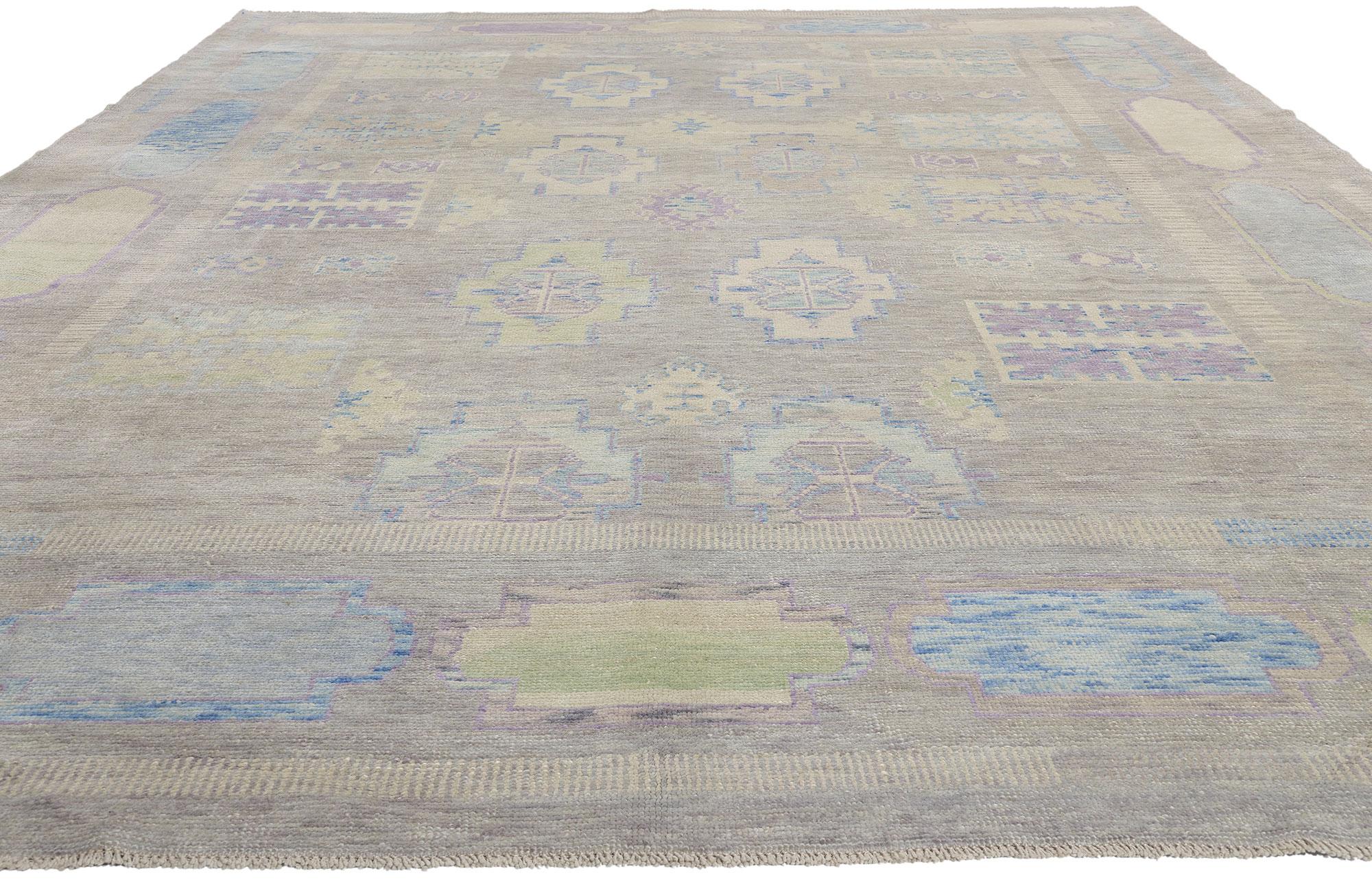 Neuer farbenfroher türkischer Oushak-Teppich im Contemporary-Stil (Türkisch) im Angebot
