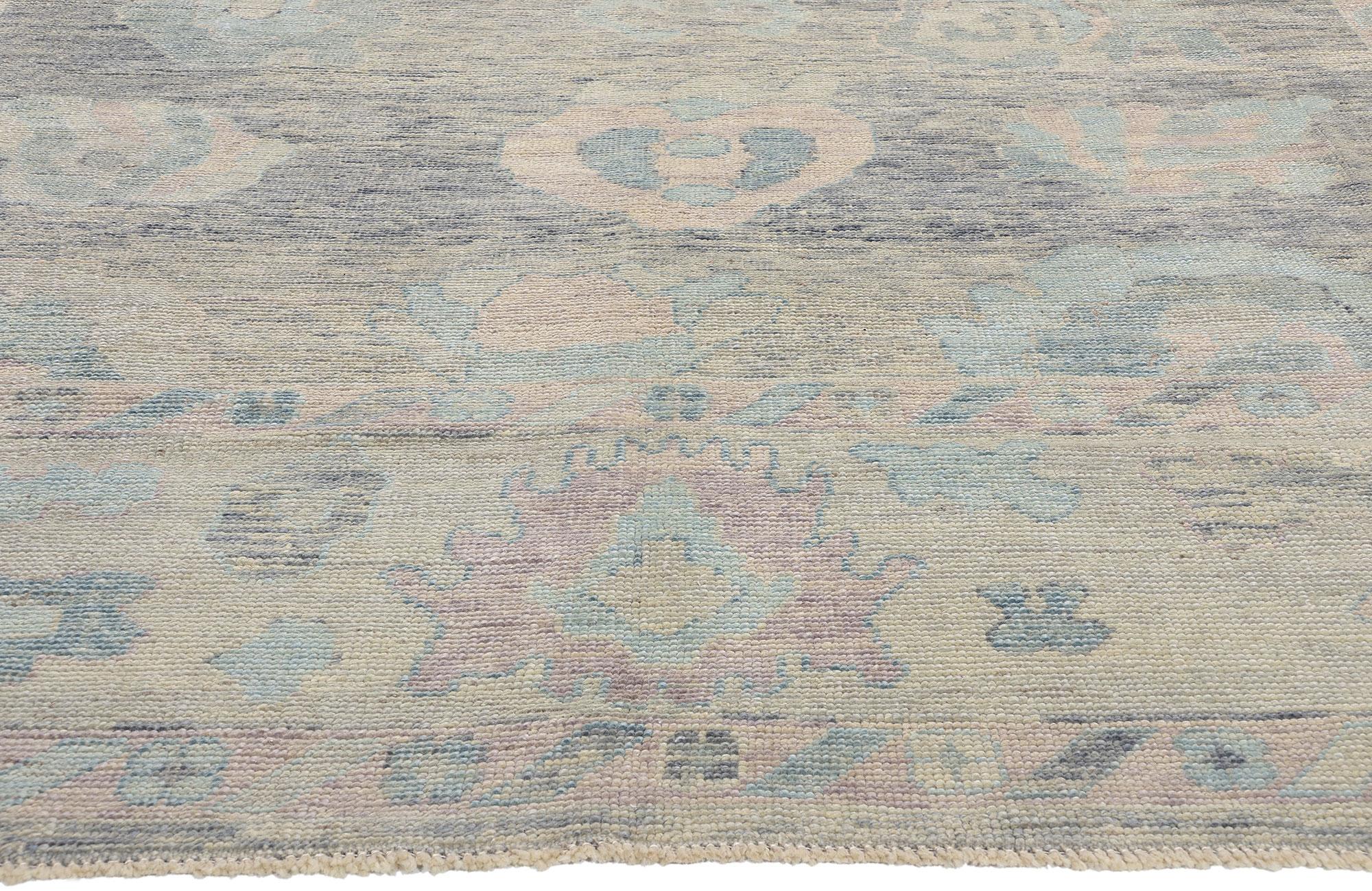 Annodato a mano Nuovo tappeto turco colorato Oushak moderno con stile contemporaneo in vendita