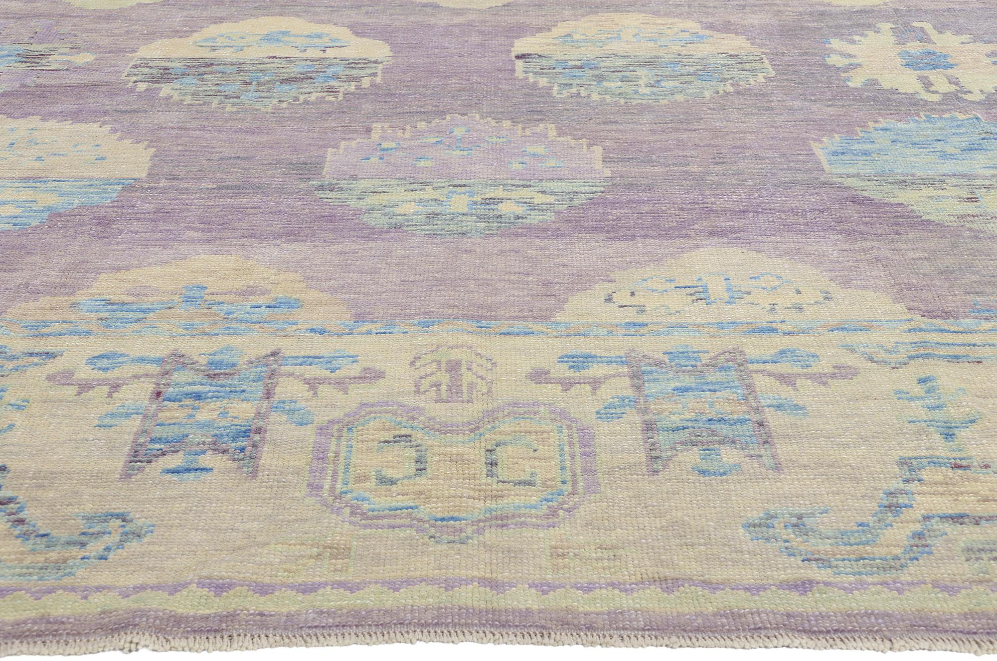Neuer farbenfroher türkischer Oushak-Teppich im Contemporary-Stil (Handgeknüpft) im Angebot