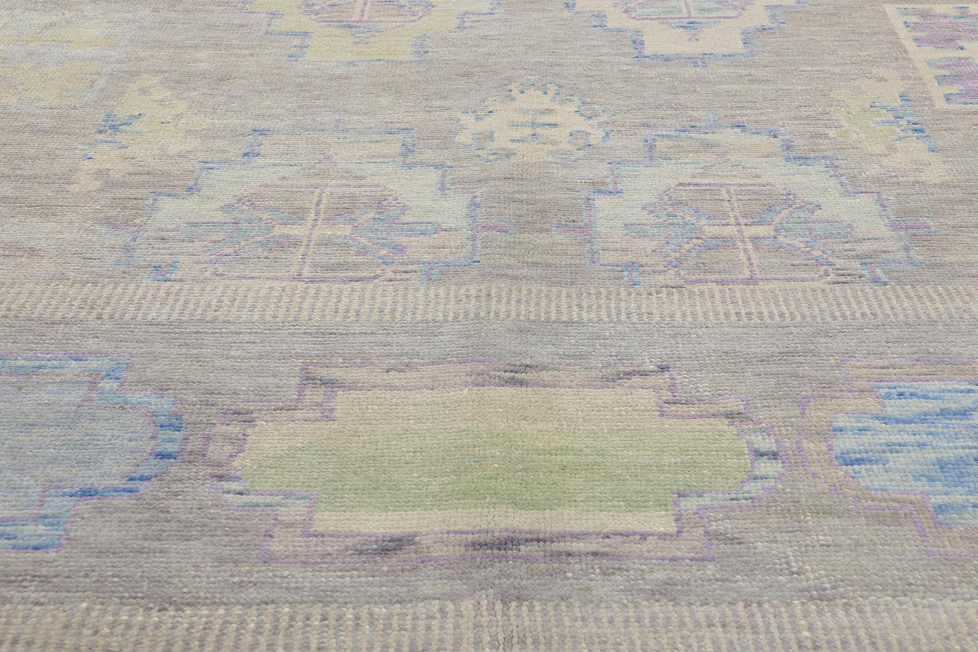 Neuer farbenfroher türkischer Oushak-Teppich im Contemporary-Stil im Zustand „Neu“ im Angebot in Dallas, TX