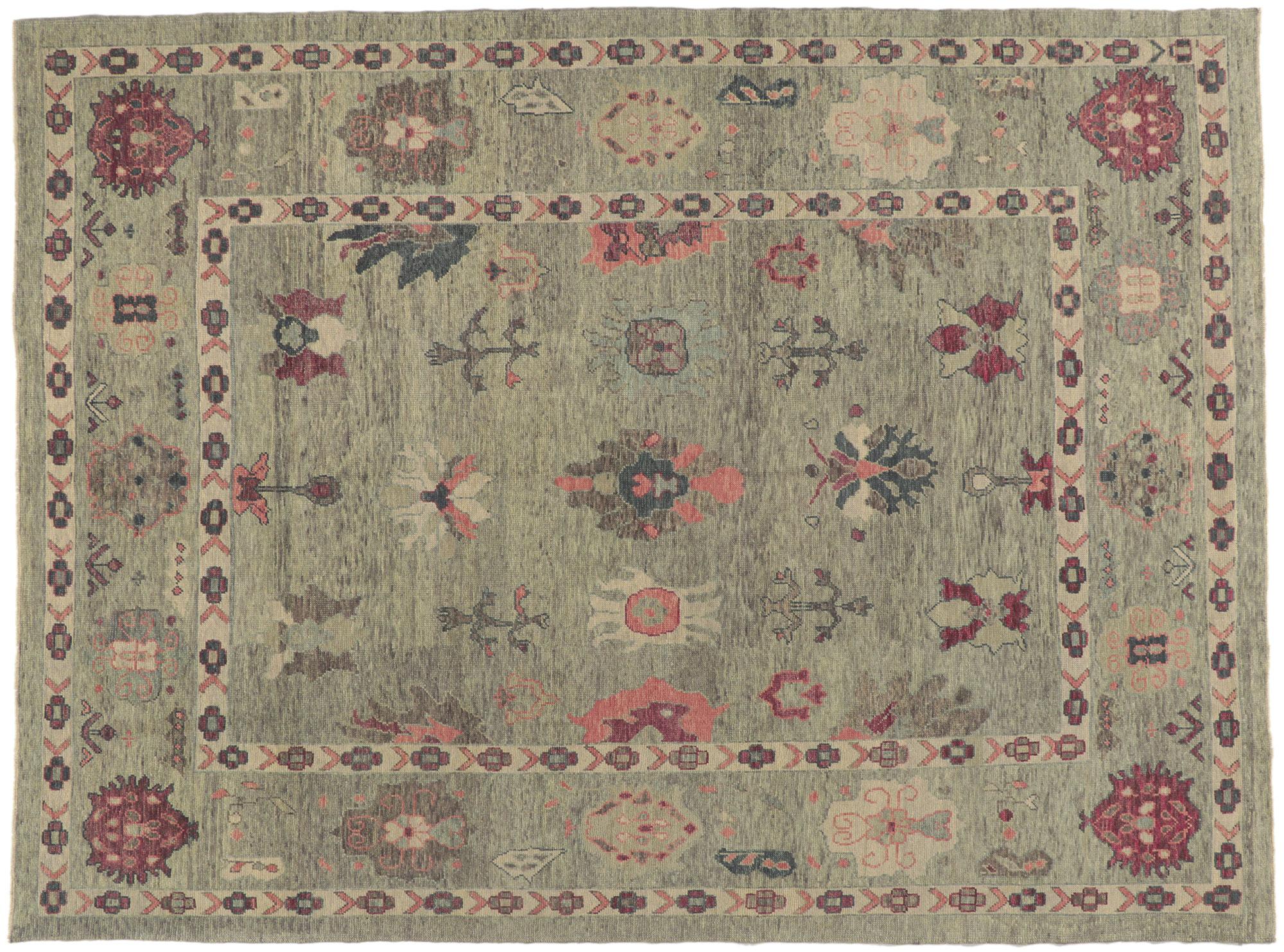 New Colorful Turkish Oushak Rug For Sale 4