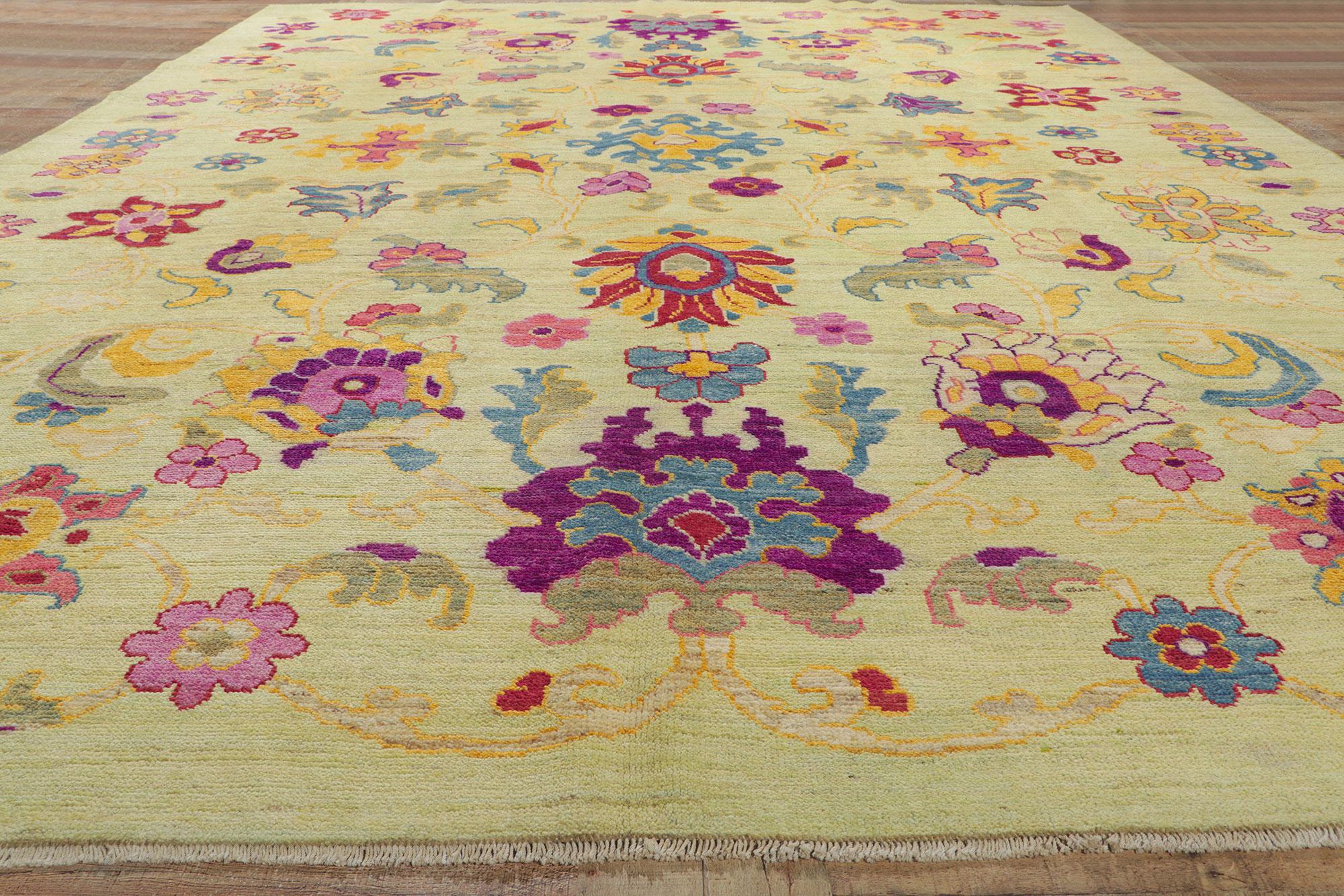 Contemporary New Colorful Turkish Oushak Rug For Sale