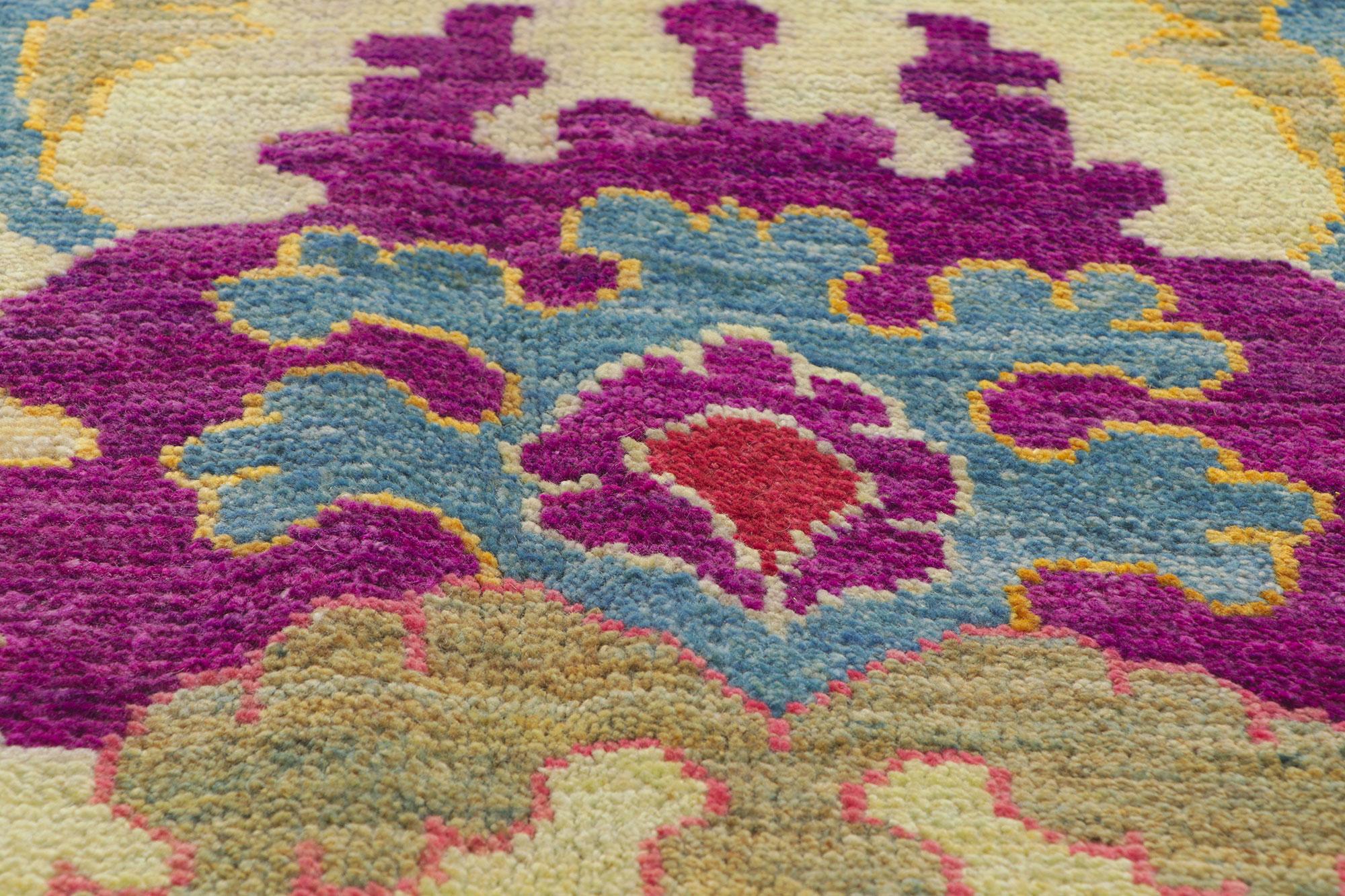 Wool New Colorful Turkish Oushak Rug For Sale