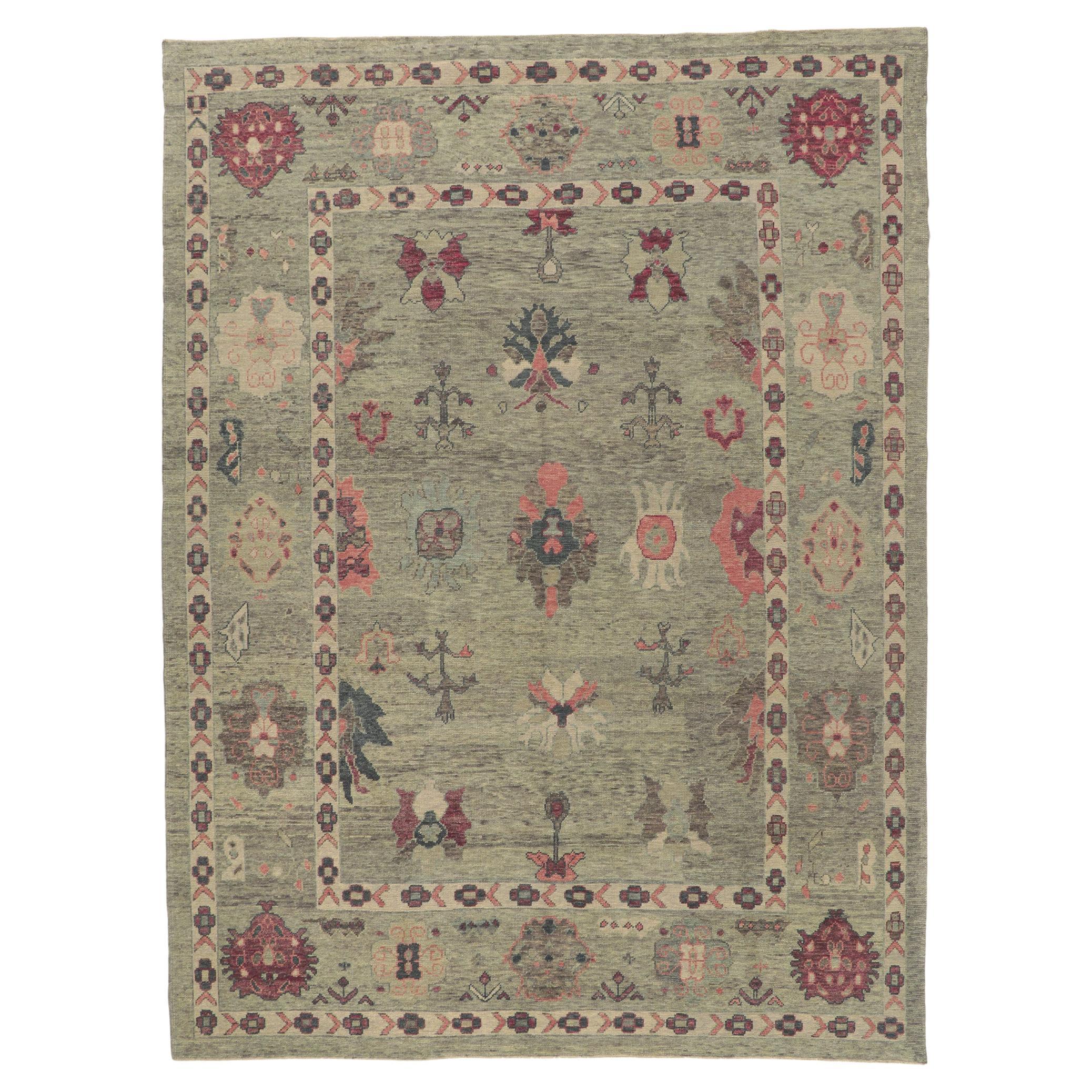 New Colorful Turkish Oushak Rug For Sale