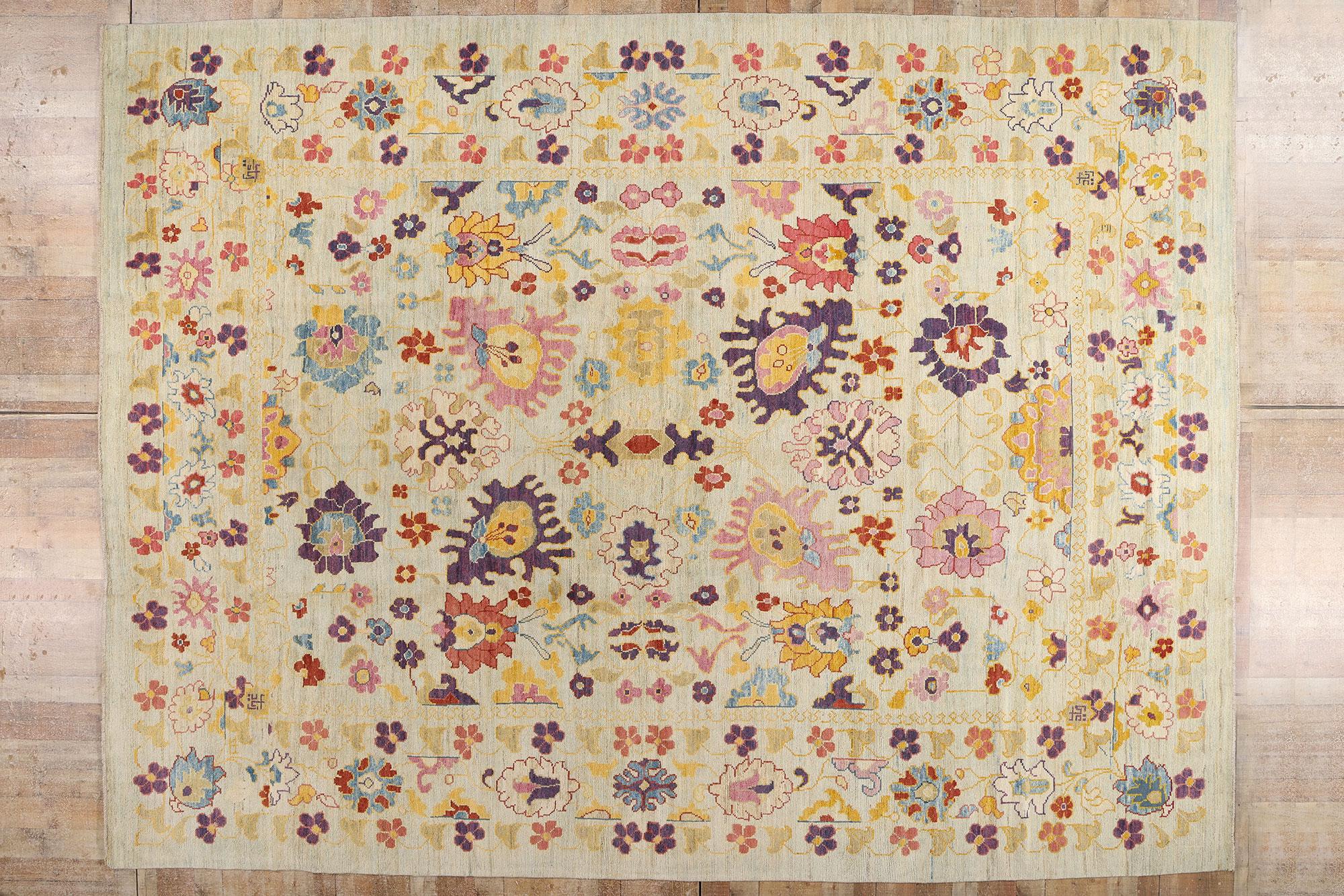 New Colorful Turkish Oushak Rug with Modern Contemporary Style For Sale 5