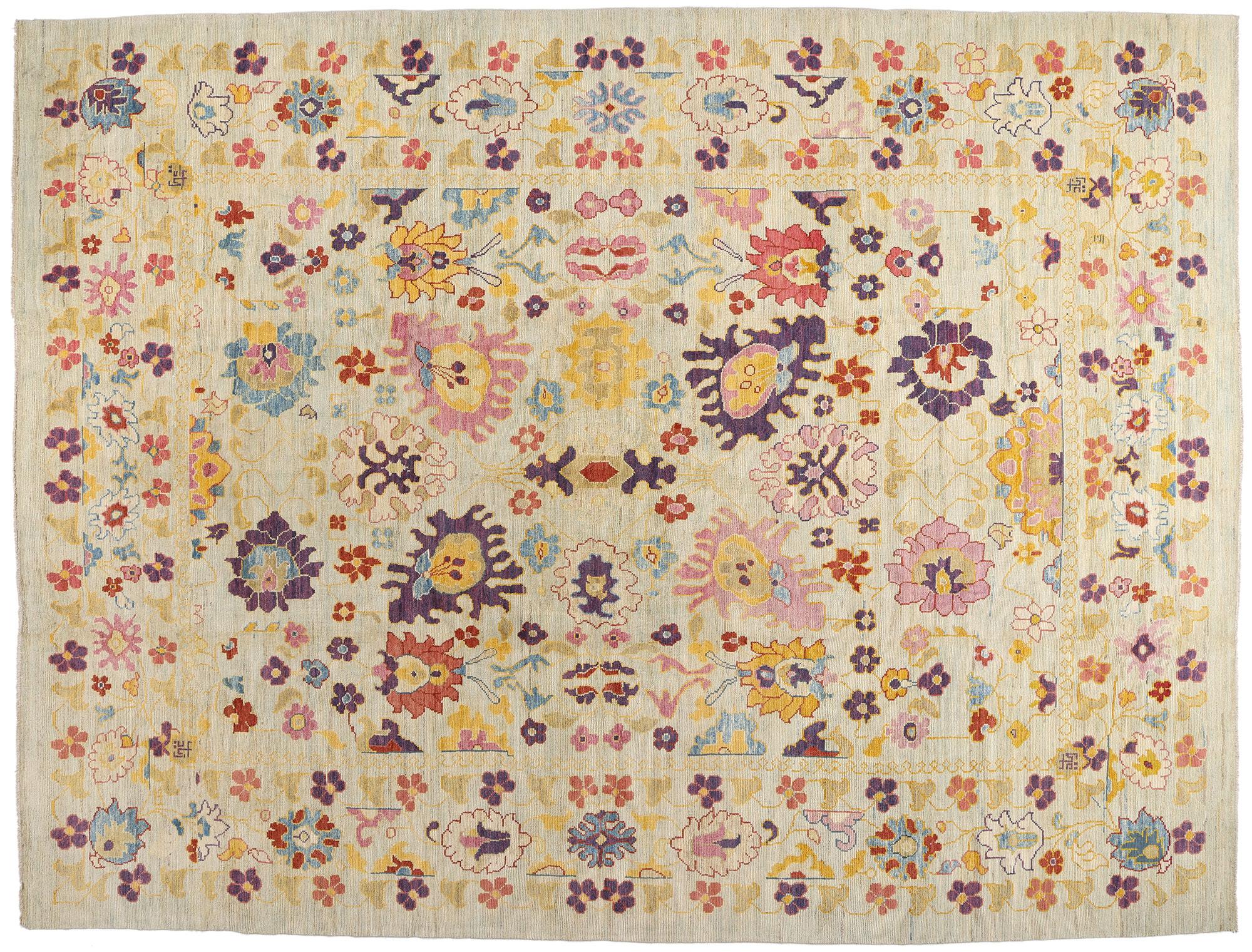 New Colorful Turkish Oushak Rug with Modern Contemporary Style For Sale 6