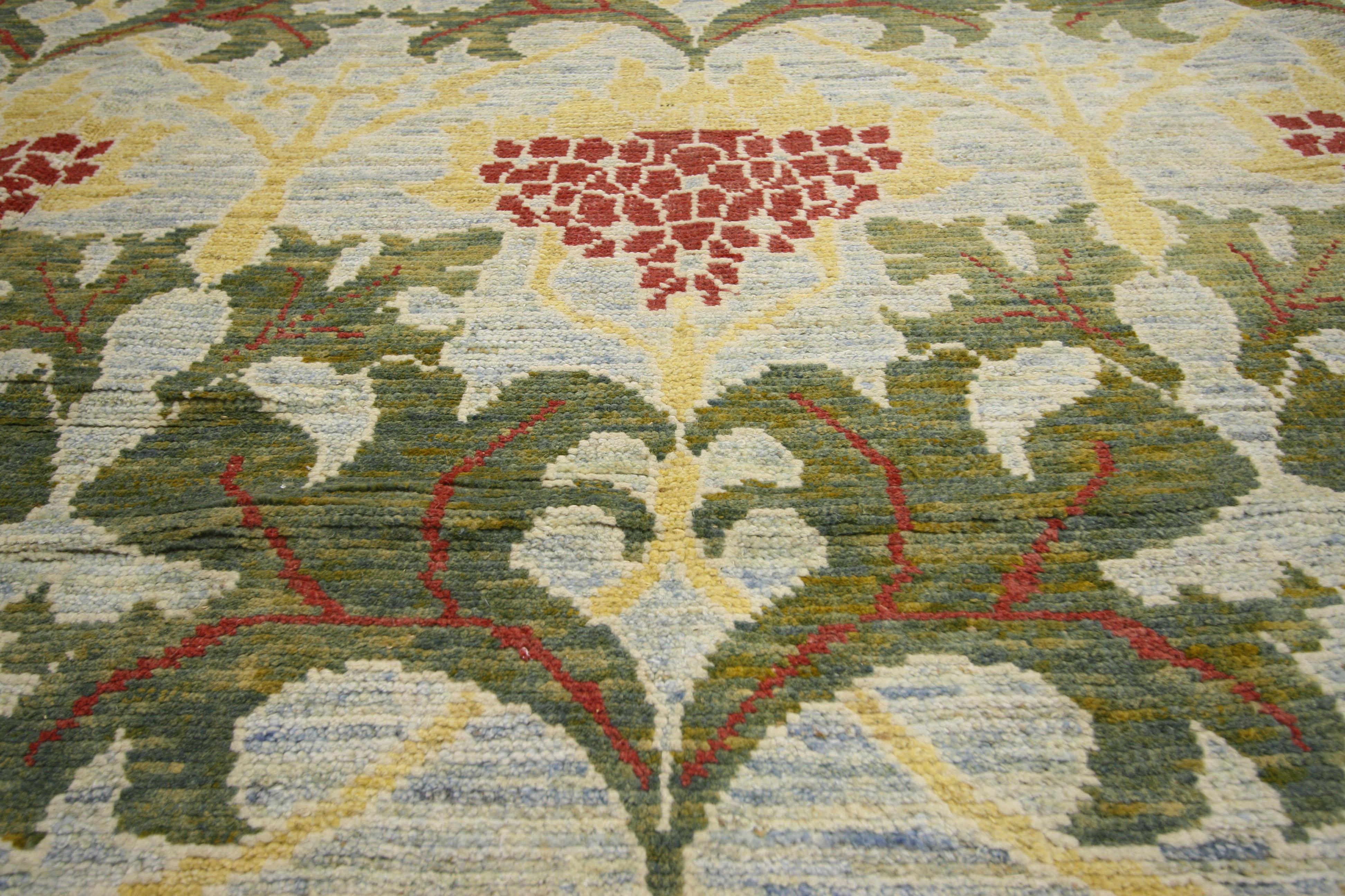 Hand-Knotted New Turkish Oushak Rug with Arts & Crafts Style Inspired by William Morris