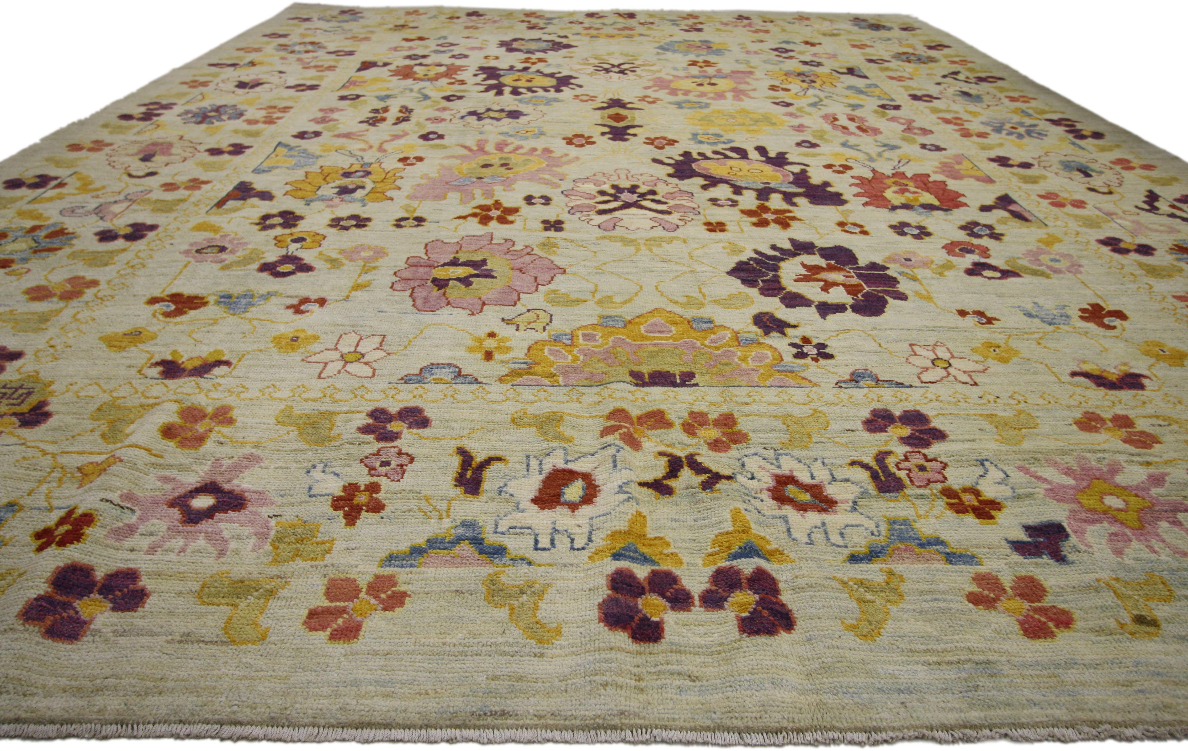 Post-Modern New Colorful Turkish Oushak Rug with Modern Contemporary Style For Sale