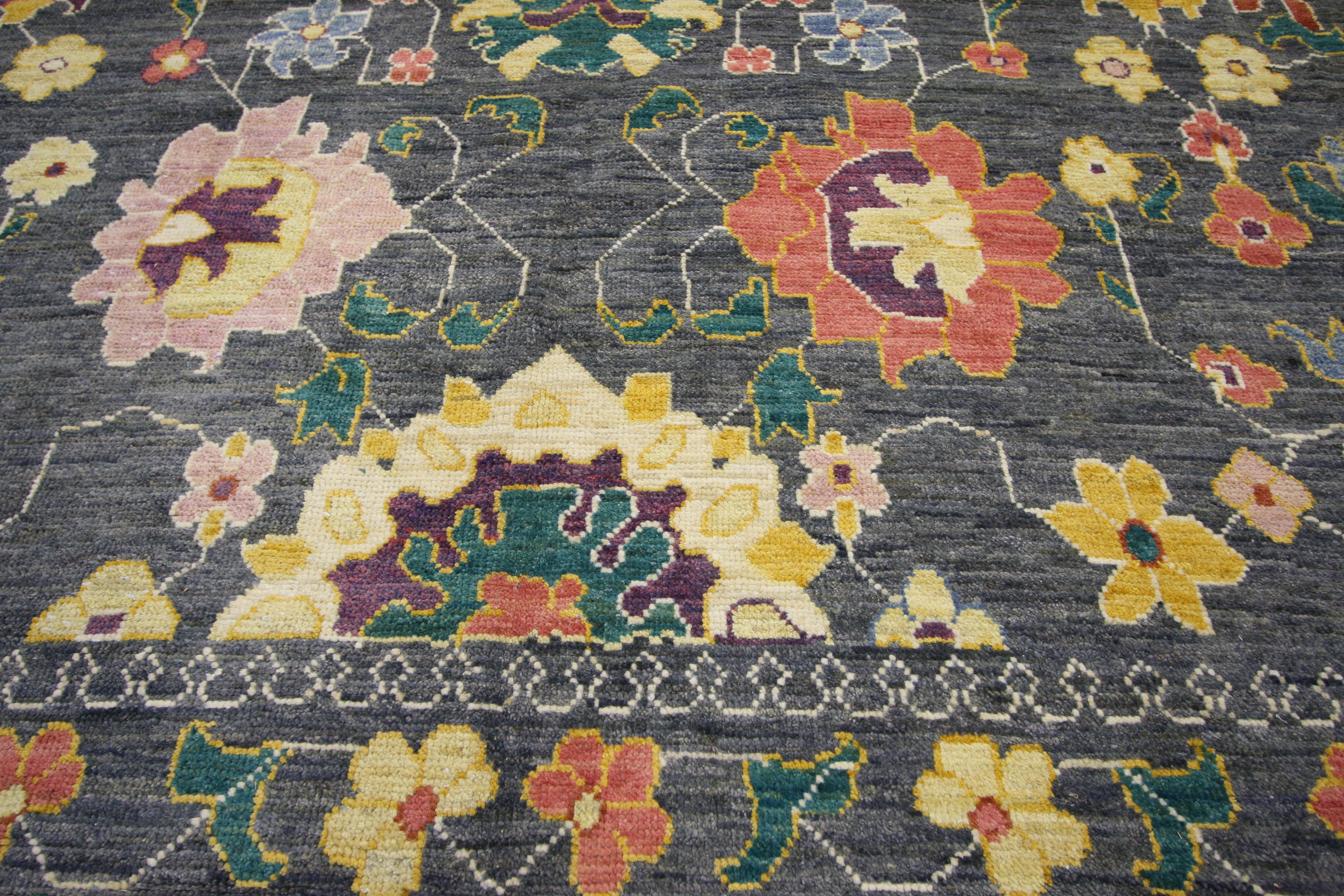 Hand-Knotted New Colorful Turkish Oushak Rug with Modern Contemporary Style For Sale