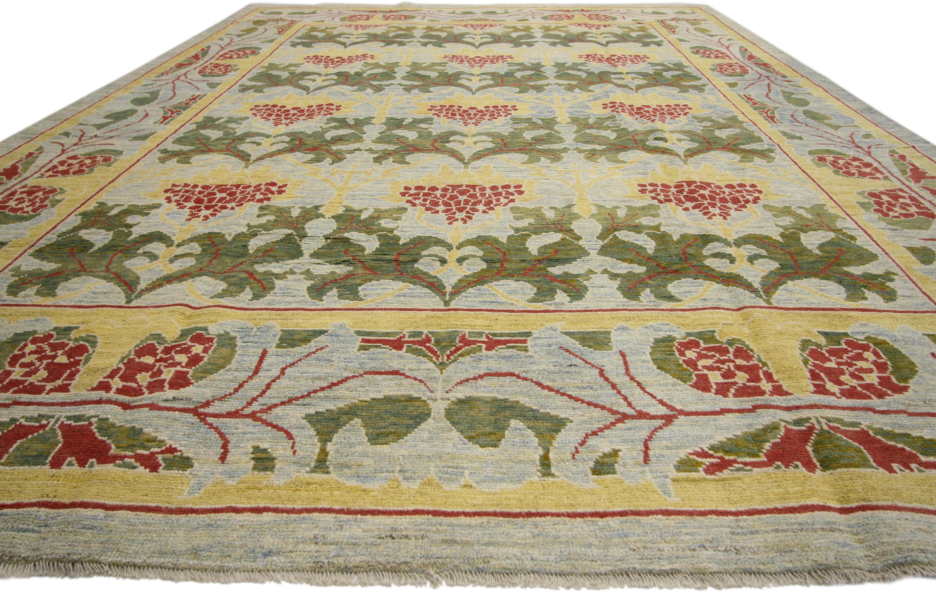 New Turkish Oushak Rug with Arts & Crafts Style Inspired by William Morris In New Condition In Dallas, TX