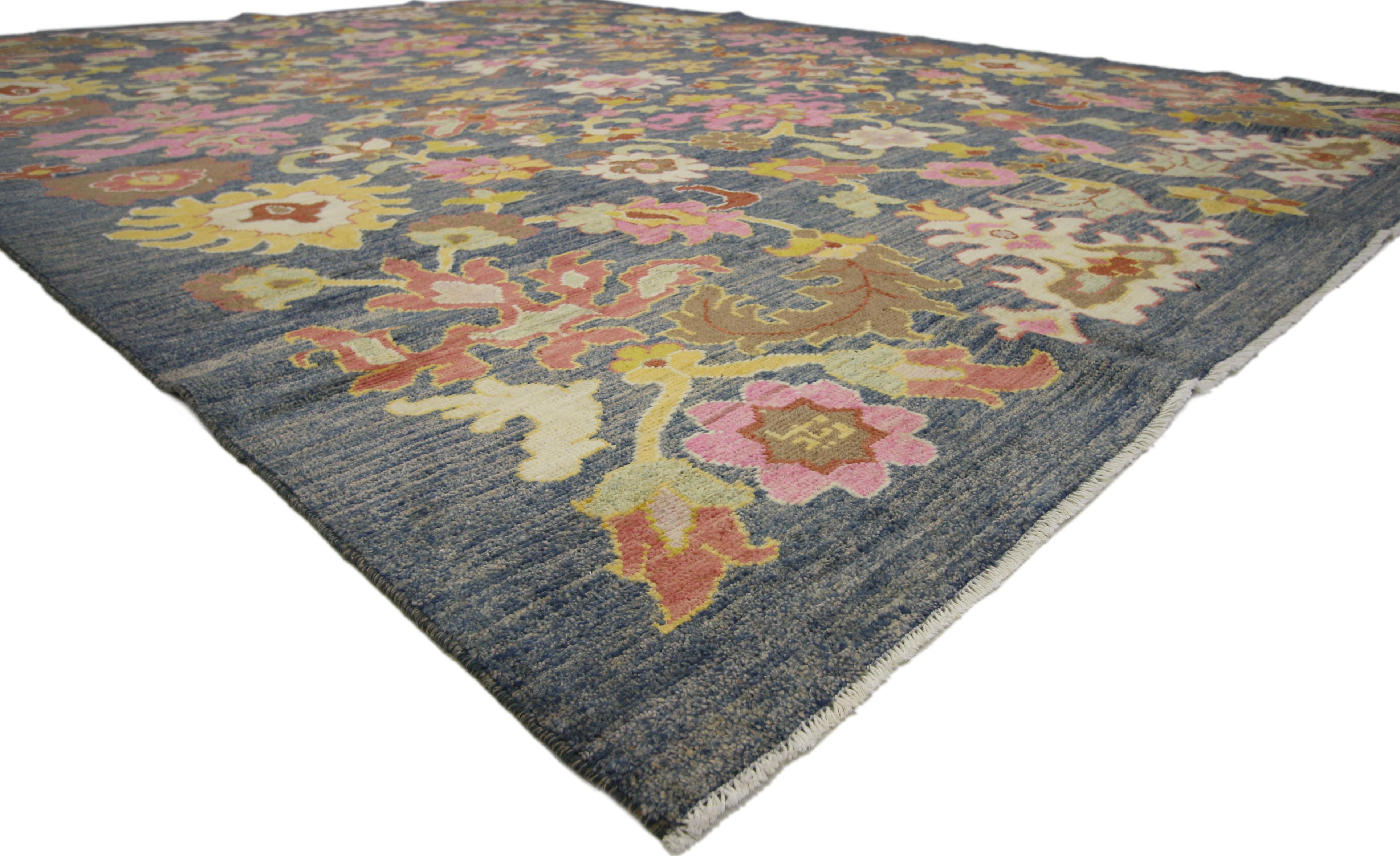 New Colorful Turkish Oushak Rug with Modern Contemporary Style In Excellent Condition In Dallas, TX