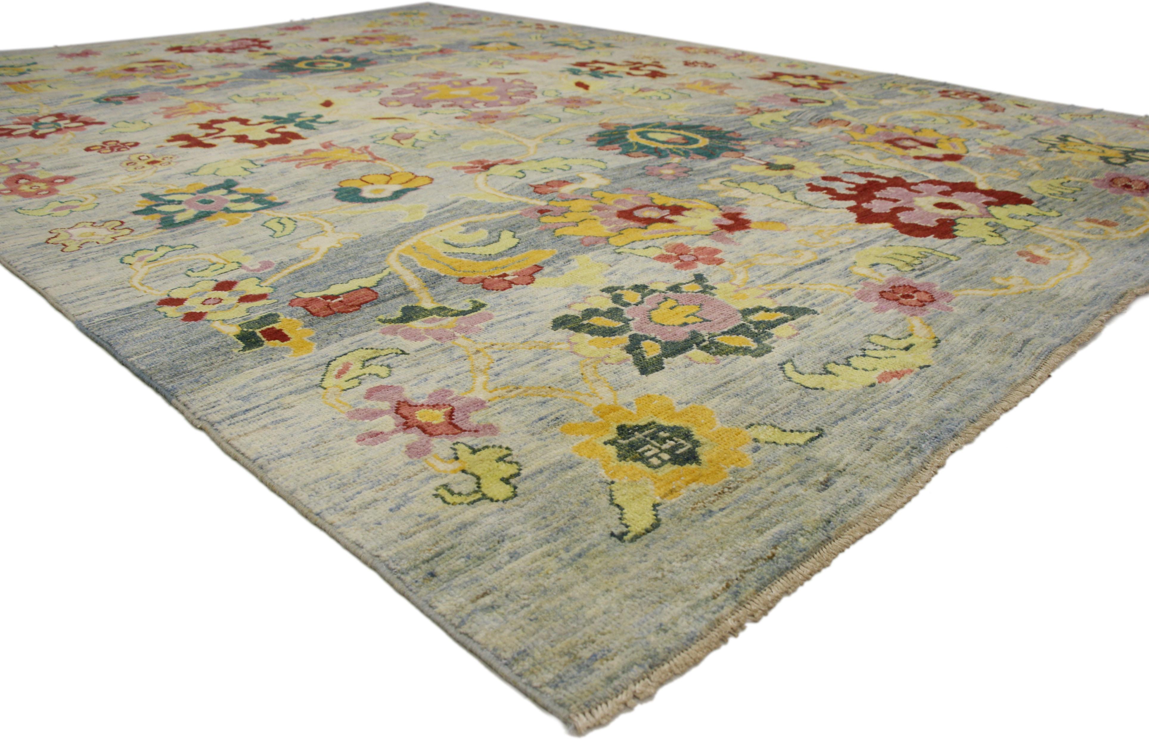 New Colorful Turkish Oushak Rug with Modern Contemporary Style In New Condition In Dallas, TX