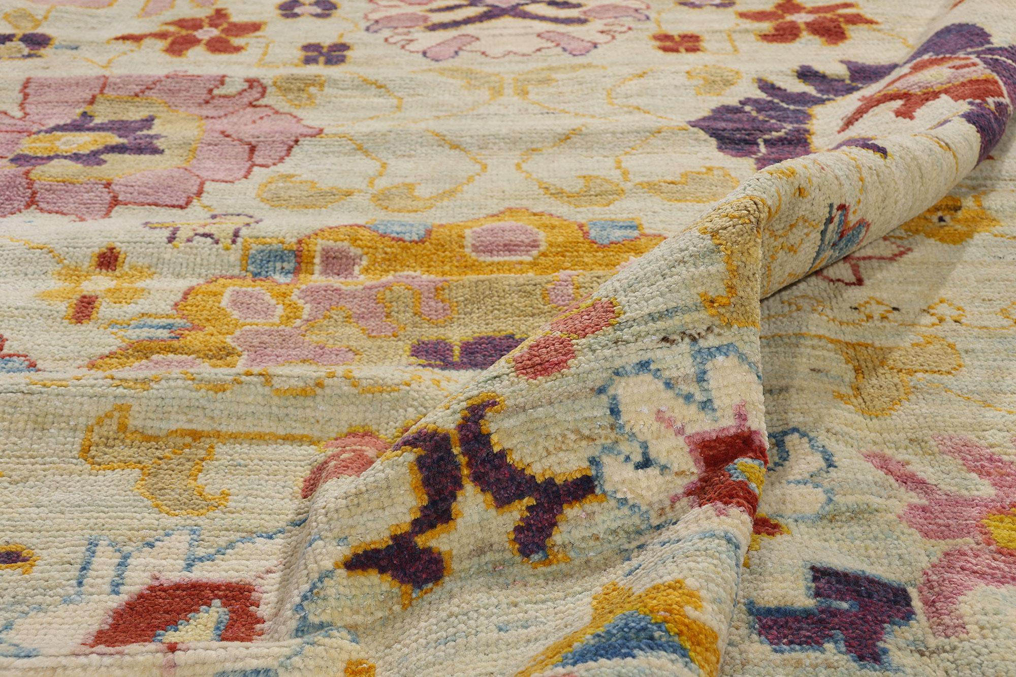 New Colorful Turkish Oushak Rug with Modern Contemporary Style In New Condition For Sale In Dallas, TX