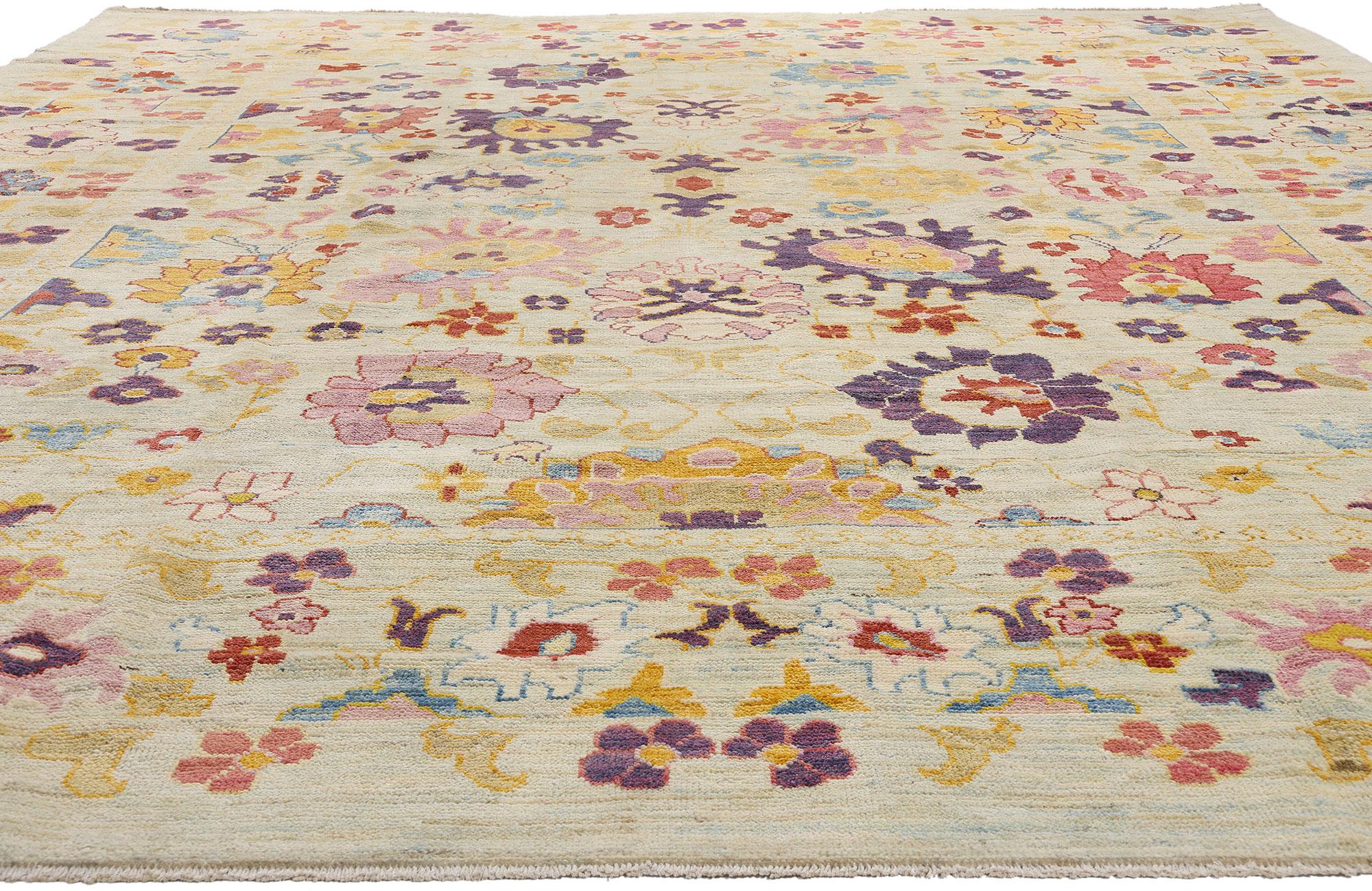 Wool New Colorful Turkish Oushak Rug with Modern Contemporary Style For Sale