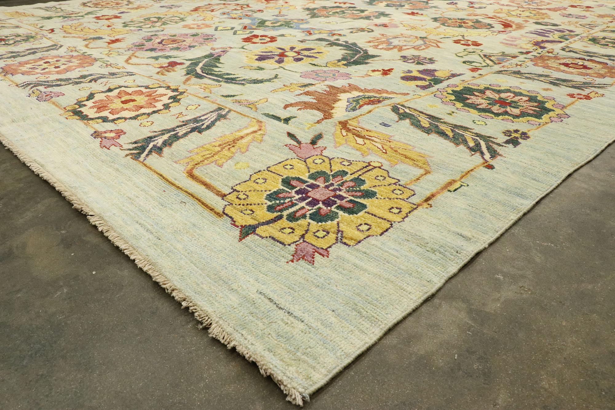 New Colorful Turkish Oushak Rug with Modern Contemporary Style 1