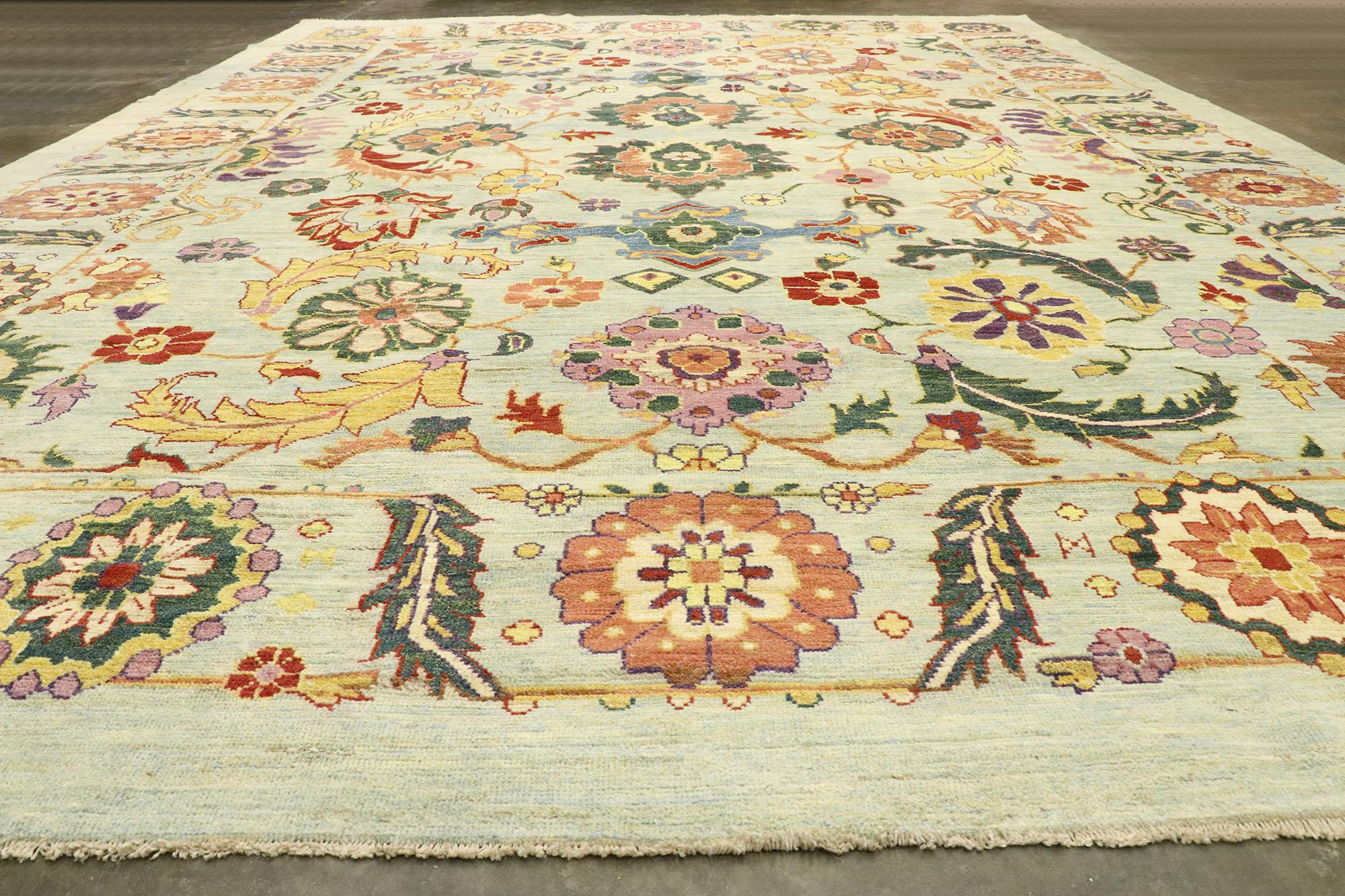 New Colorful Turkish Oushak Rug with Modern Contemporary Style 2