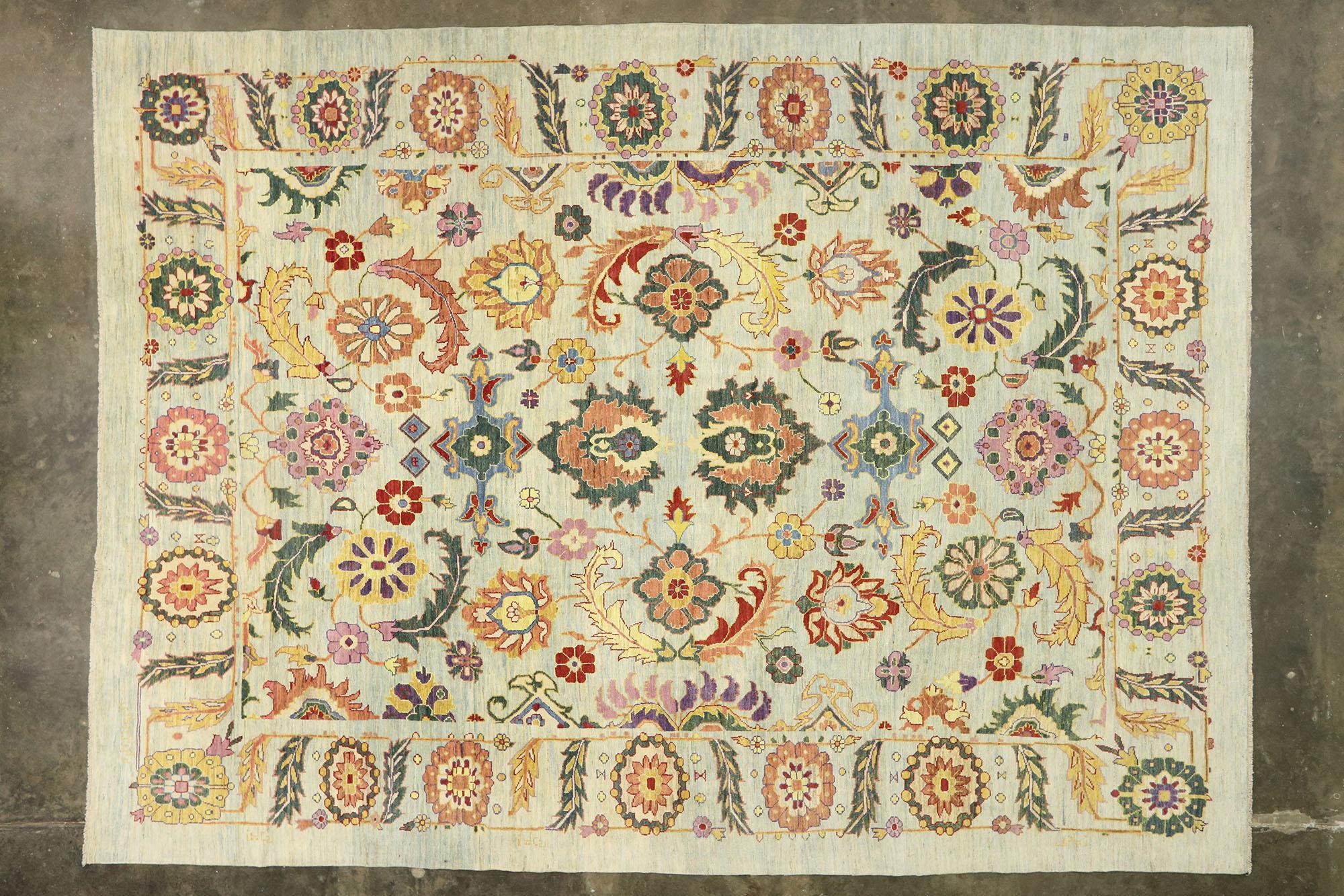 New Colorful Turkish Oushak Rug with Modern Contemporary Style 3