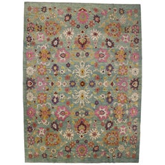 New Colorful Turkish Oushak Rug with Contemporary Modern Style