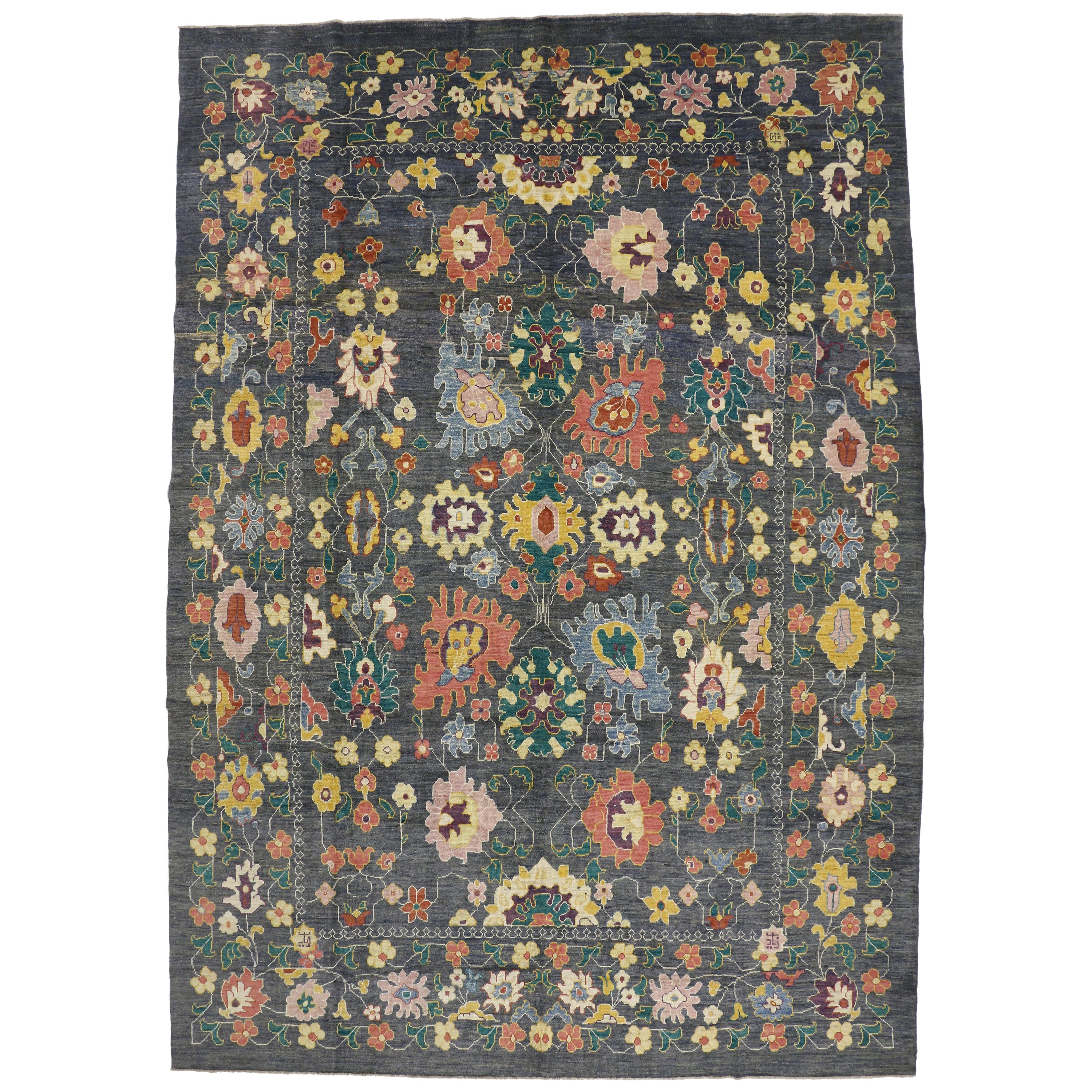 New Colorful Turkish Oushak Rug with Modern Contemporary Style