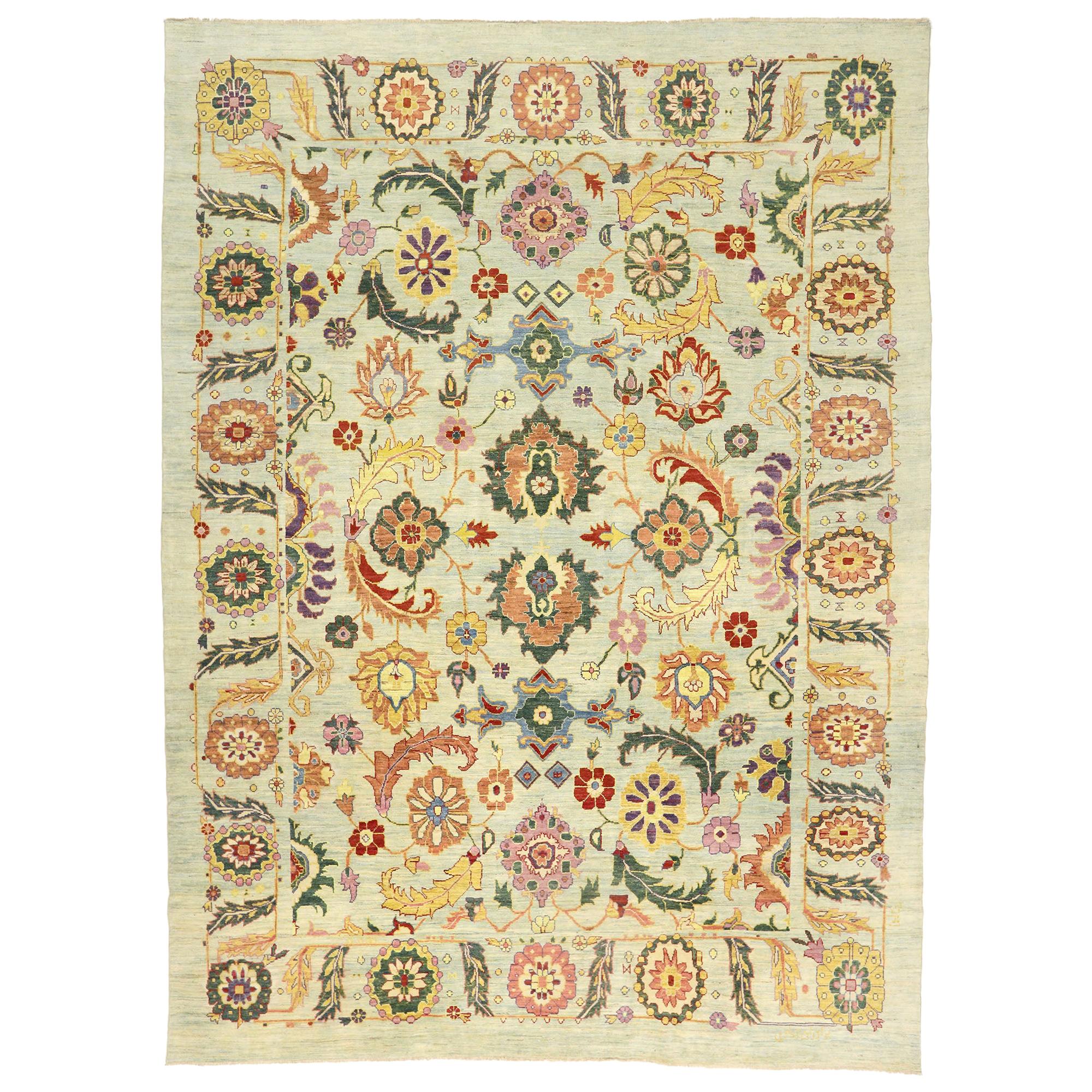New Colorful Turkish Oushak Rug with Modern Contemporary Style at 1stDibs