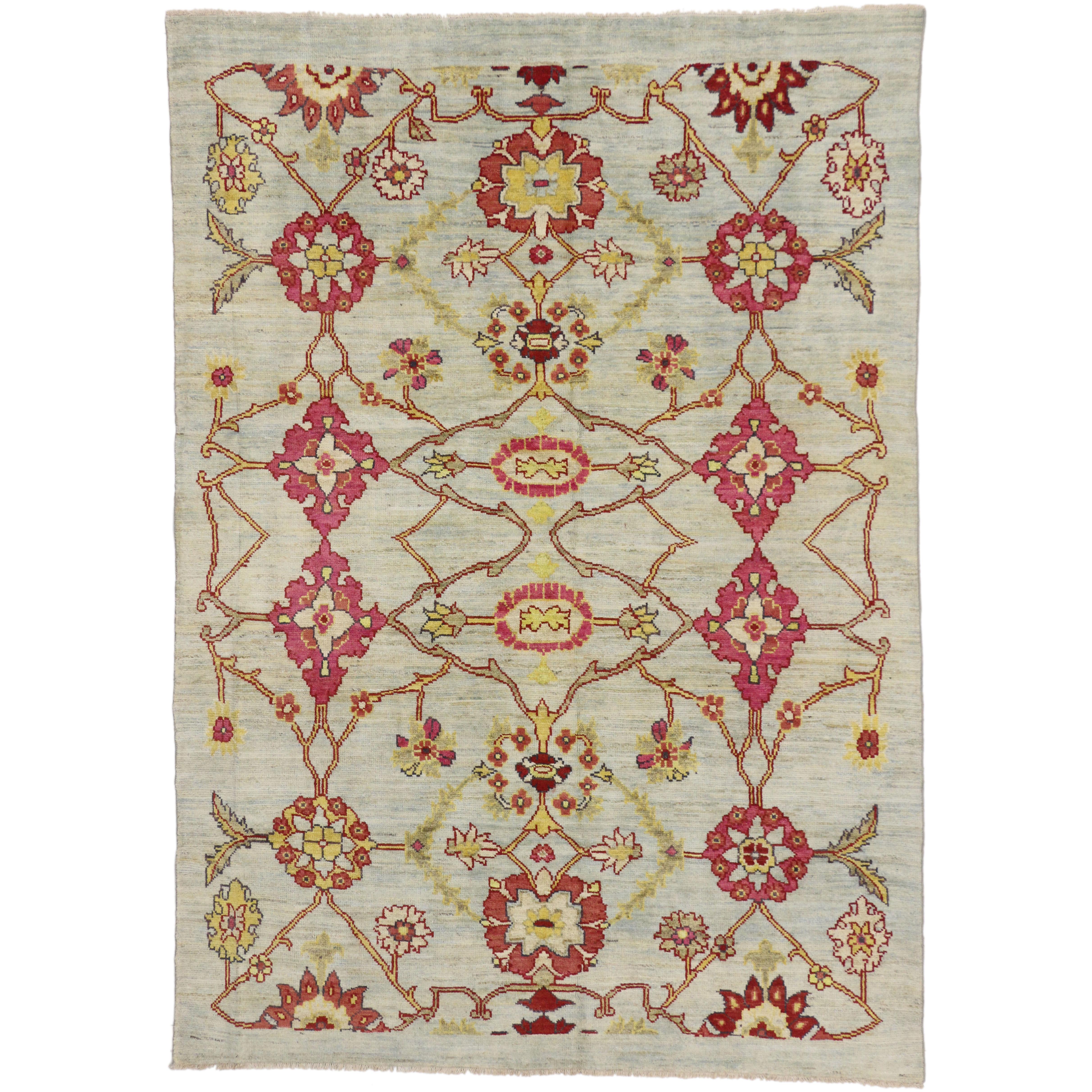 New Colorful Turkish Oushak Rug with Modern Contemporary Style For Sale