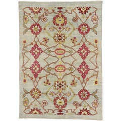 New Colorful Turkish Oushak Rug with Modern Contemporary Style