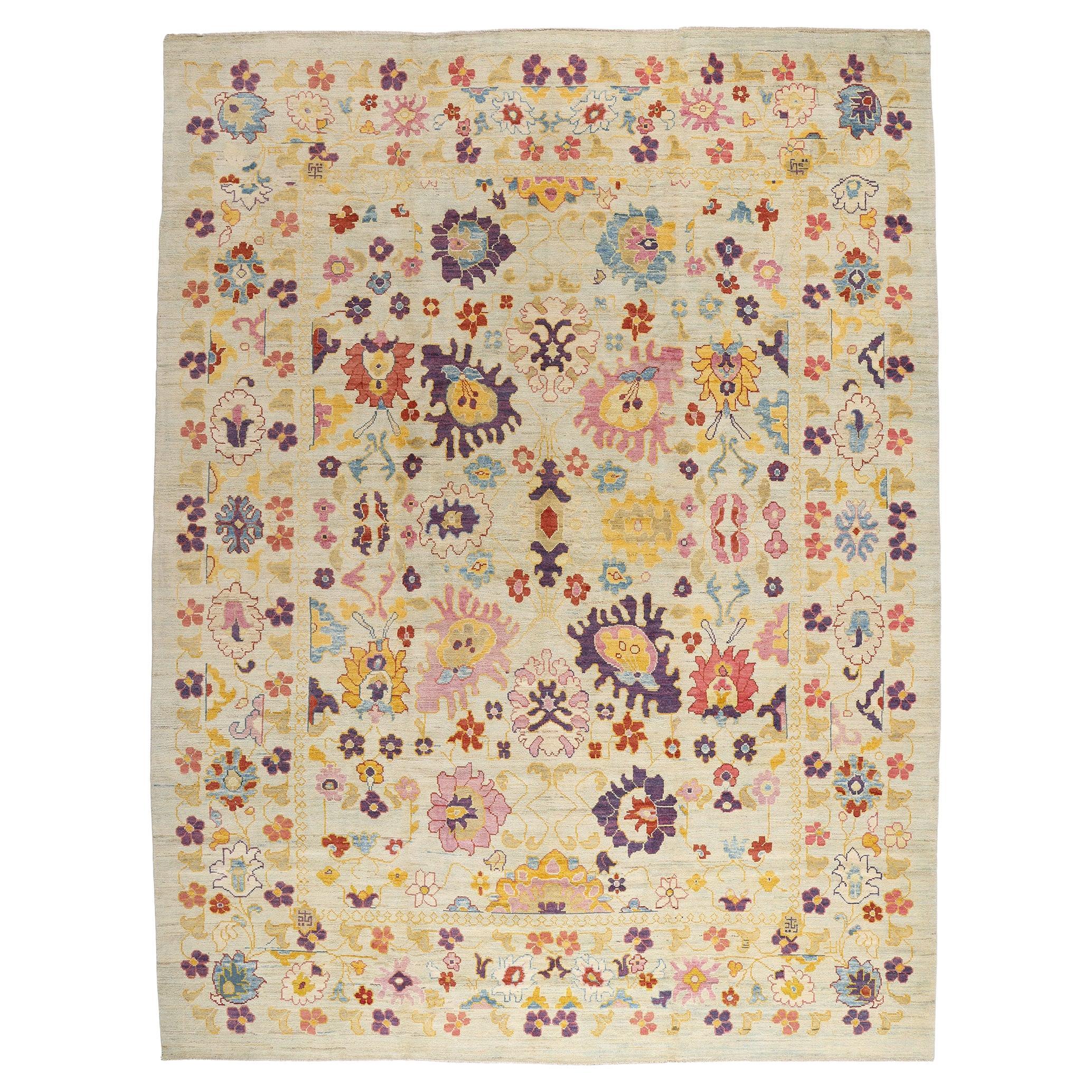 New Colorful Turkish Oushak Rug with Modern Contemporary Style (Nouveau tapis turc Oushak coloré de style moderne et contemporain)