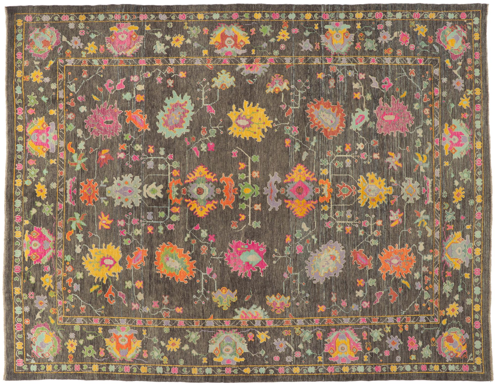 New Colorful Turkish Oushak Rug with Modern Style For Sale 4