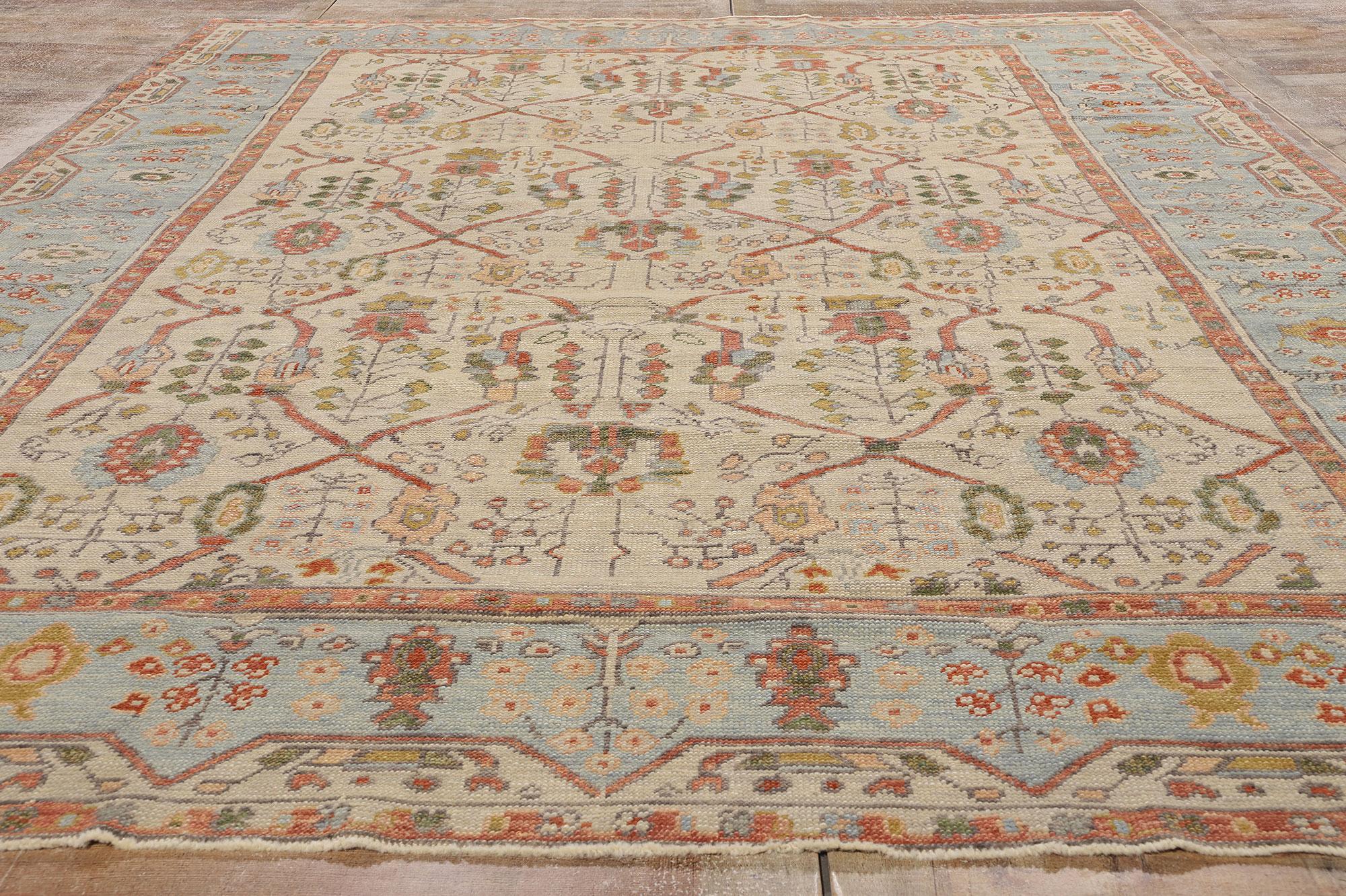 New Contemporary Colorful Turkish Oushak Rug with Traditional Style For Sale 2